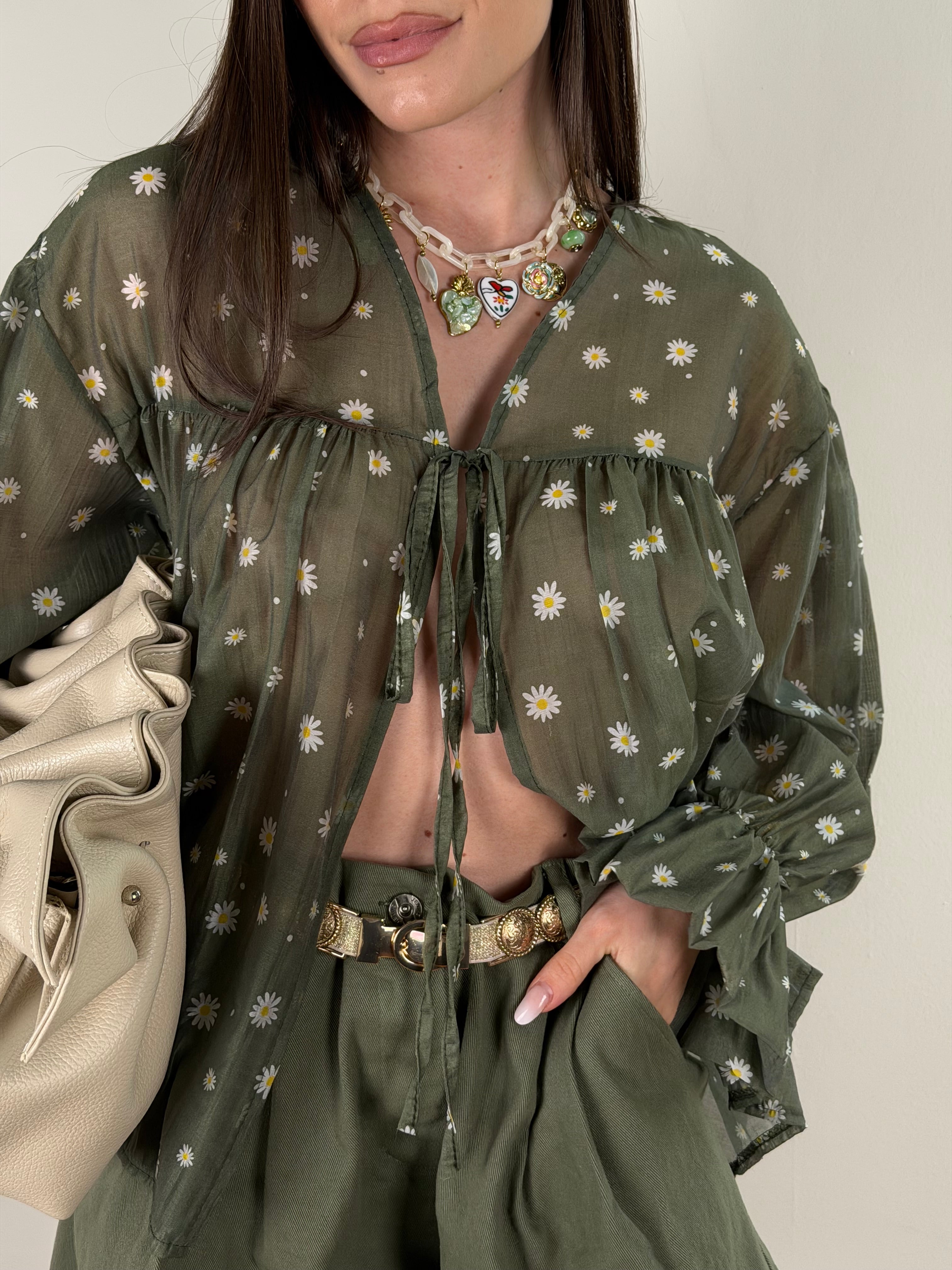 Camicia Margherite verde