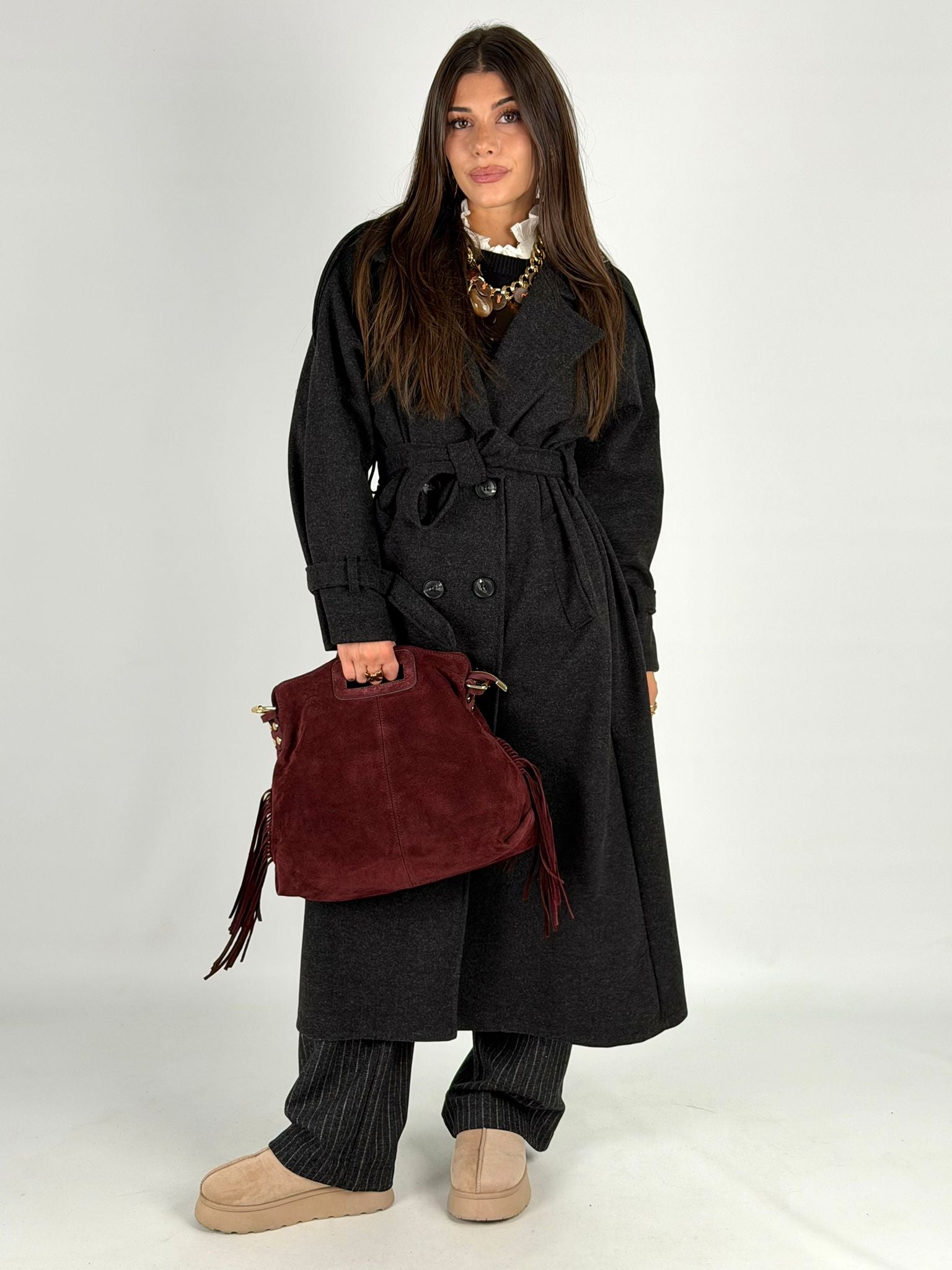 Maxi cappotto fiocco nero