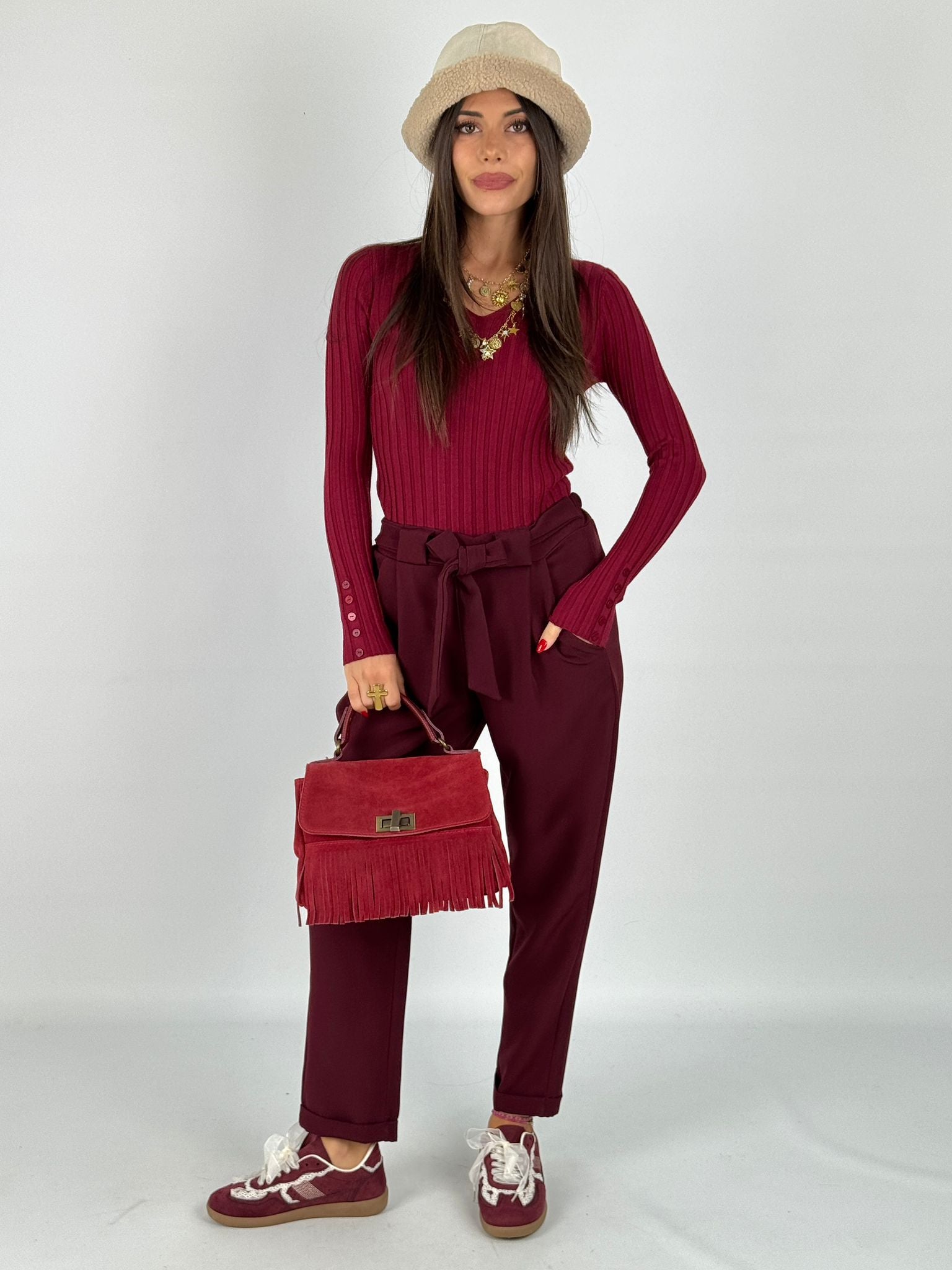 Pantalone completo Amira bordeaux