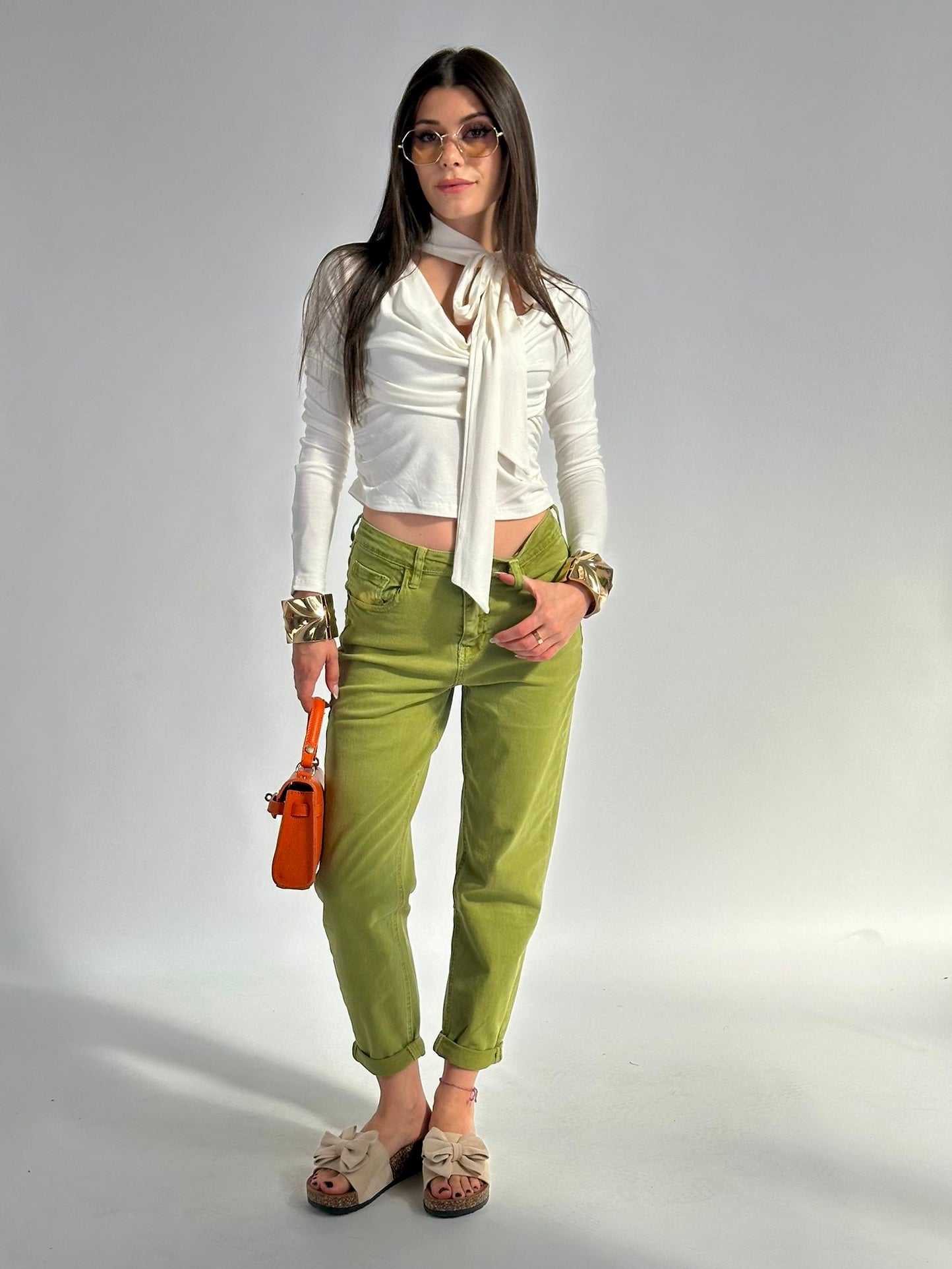 Jeans Iris verde acido