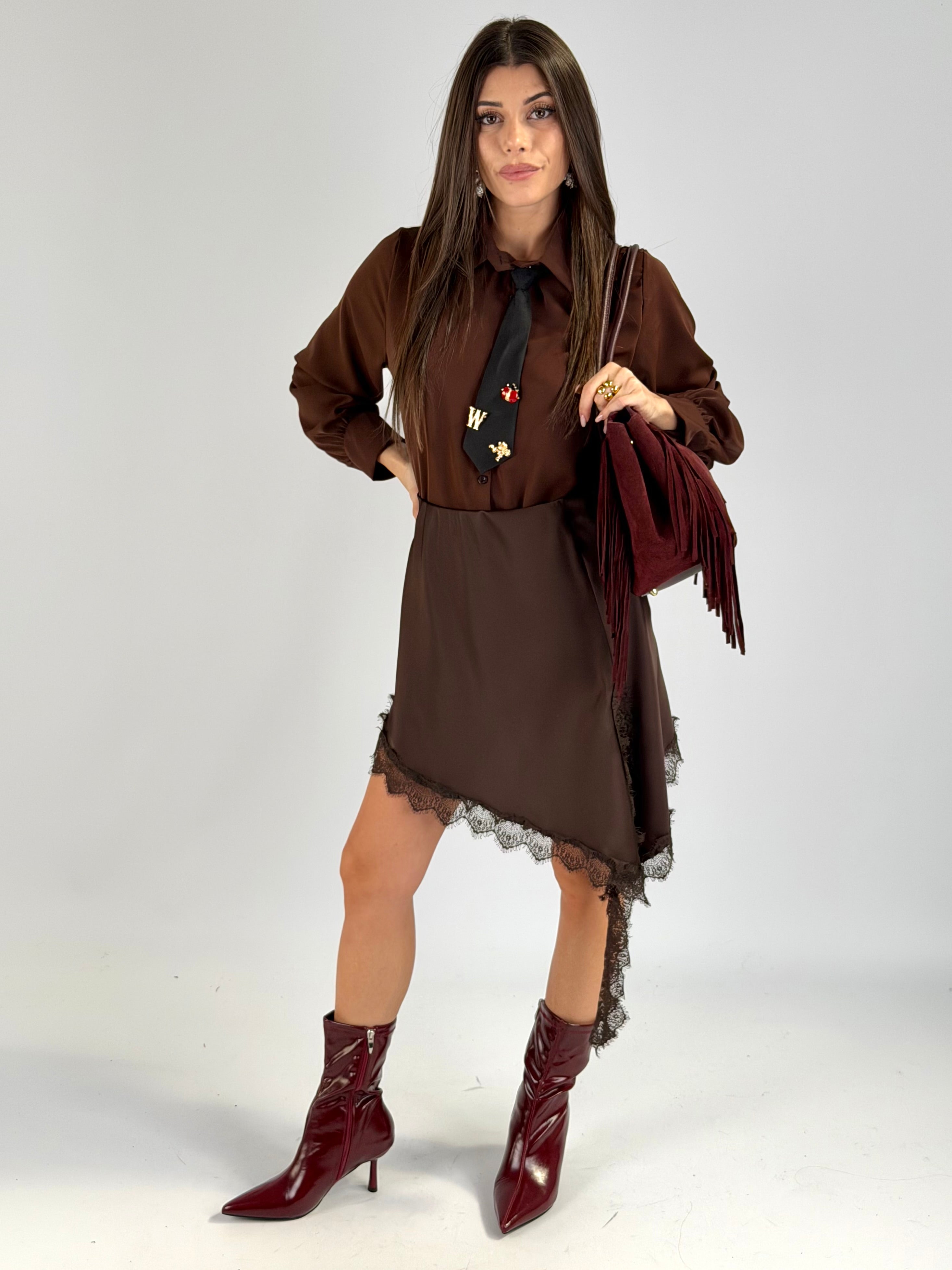 Camicia cravatta sporty moro