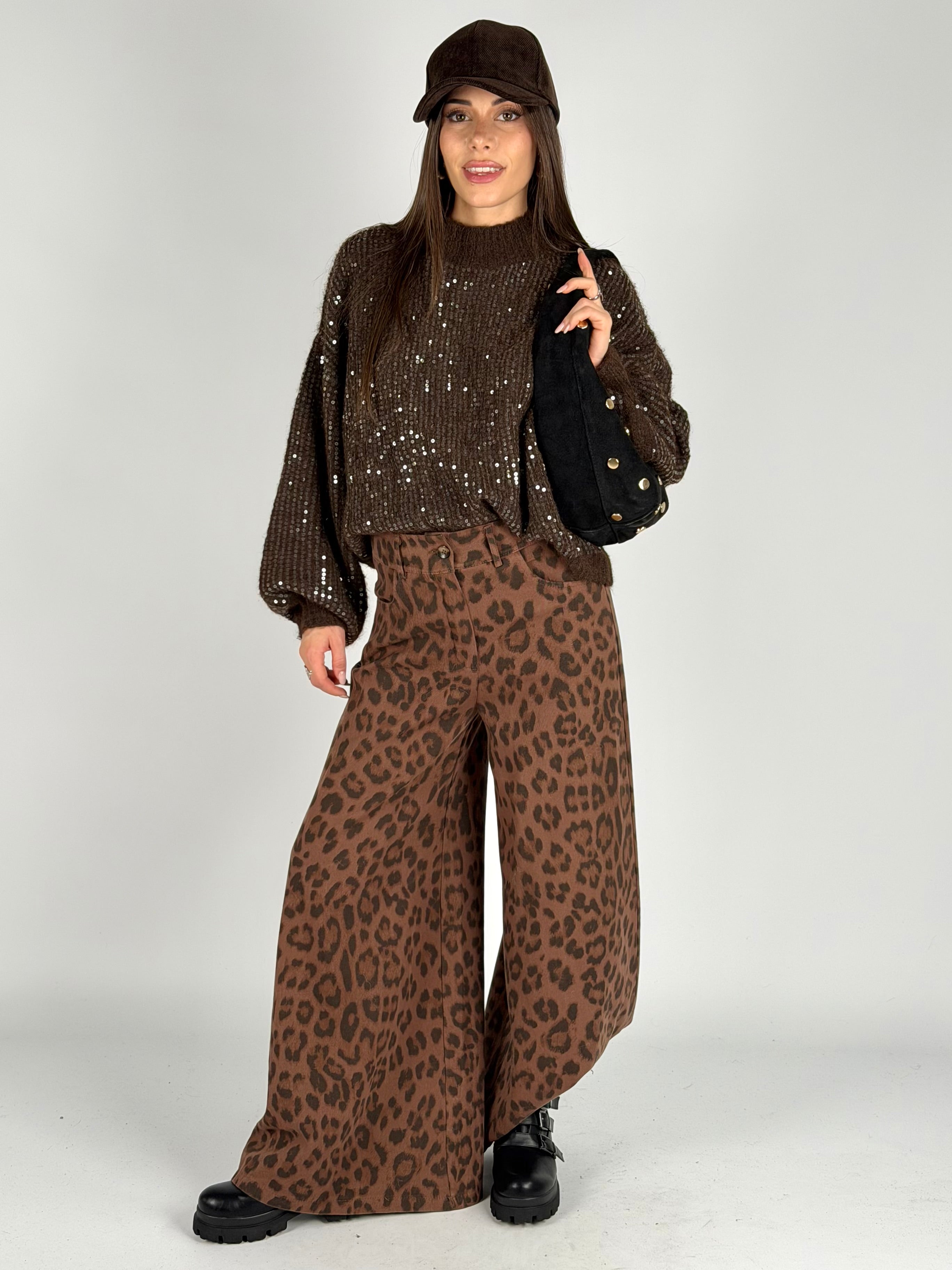 Pantalone animalier palazzo moro