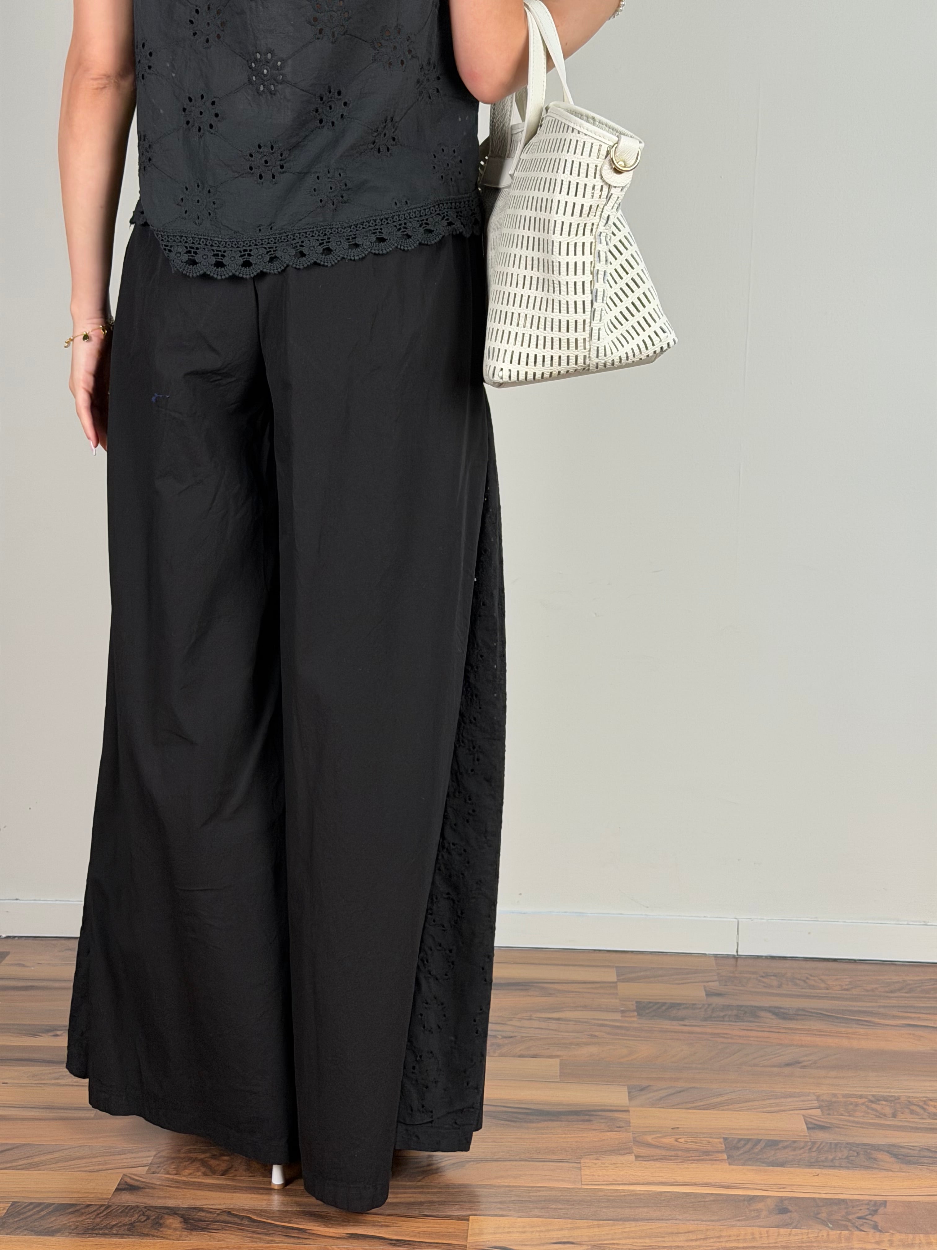Pantalone colors pizzo sangallo nero