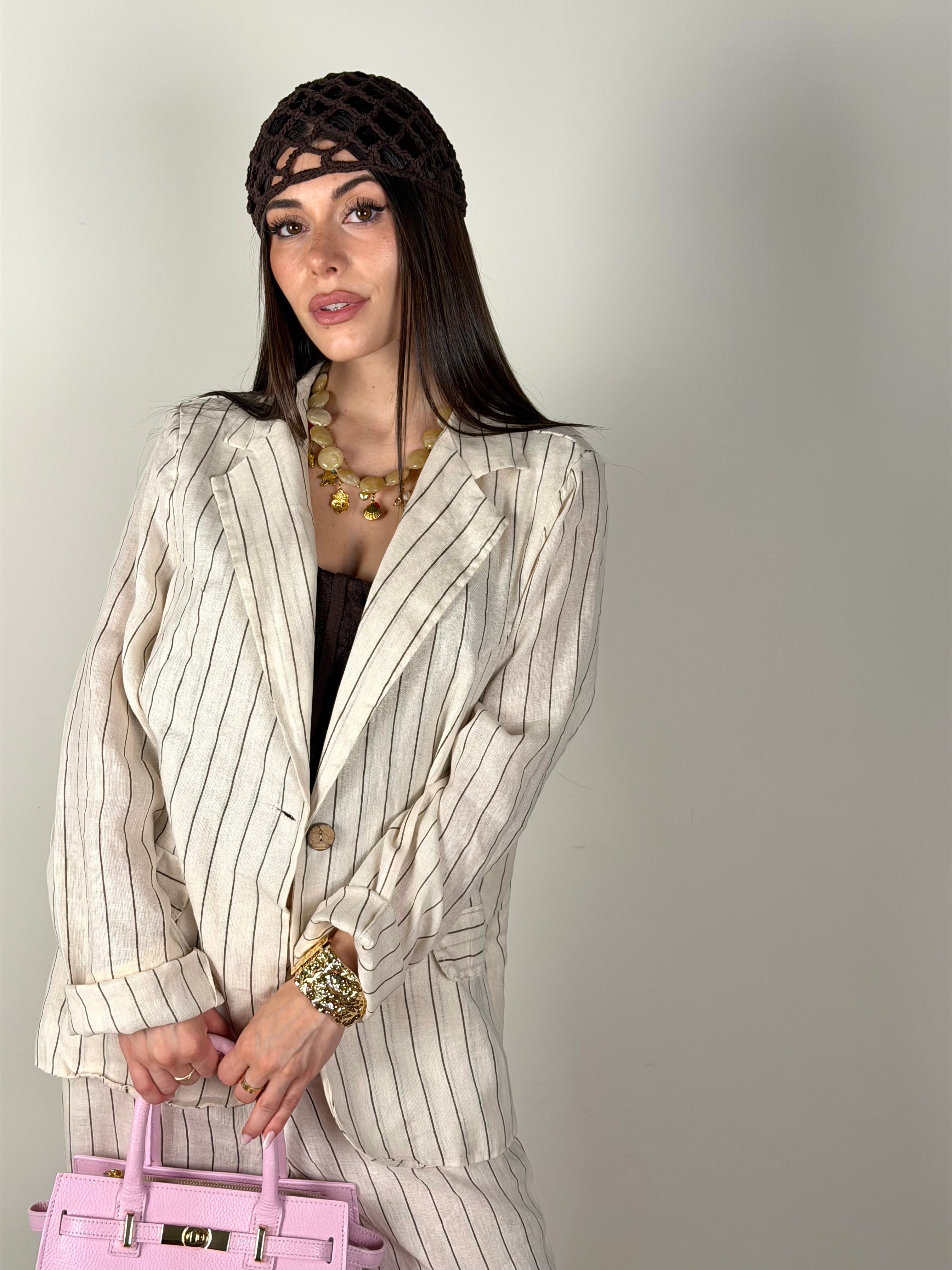Giacca puro lino Elettra beige