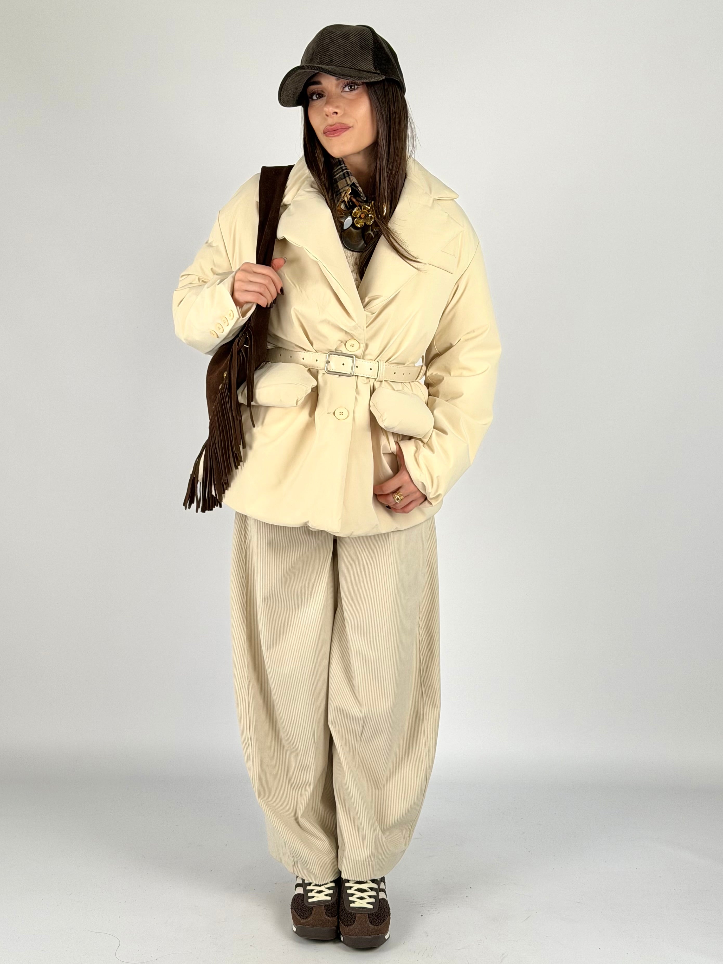 Piumino cintura tasche