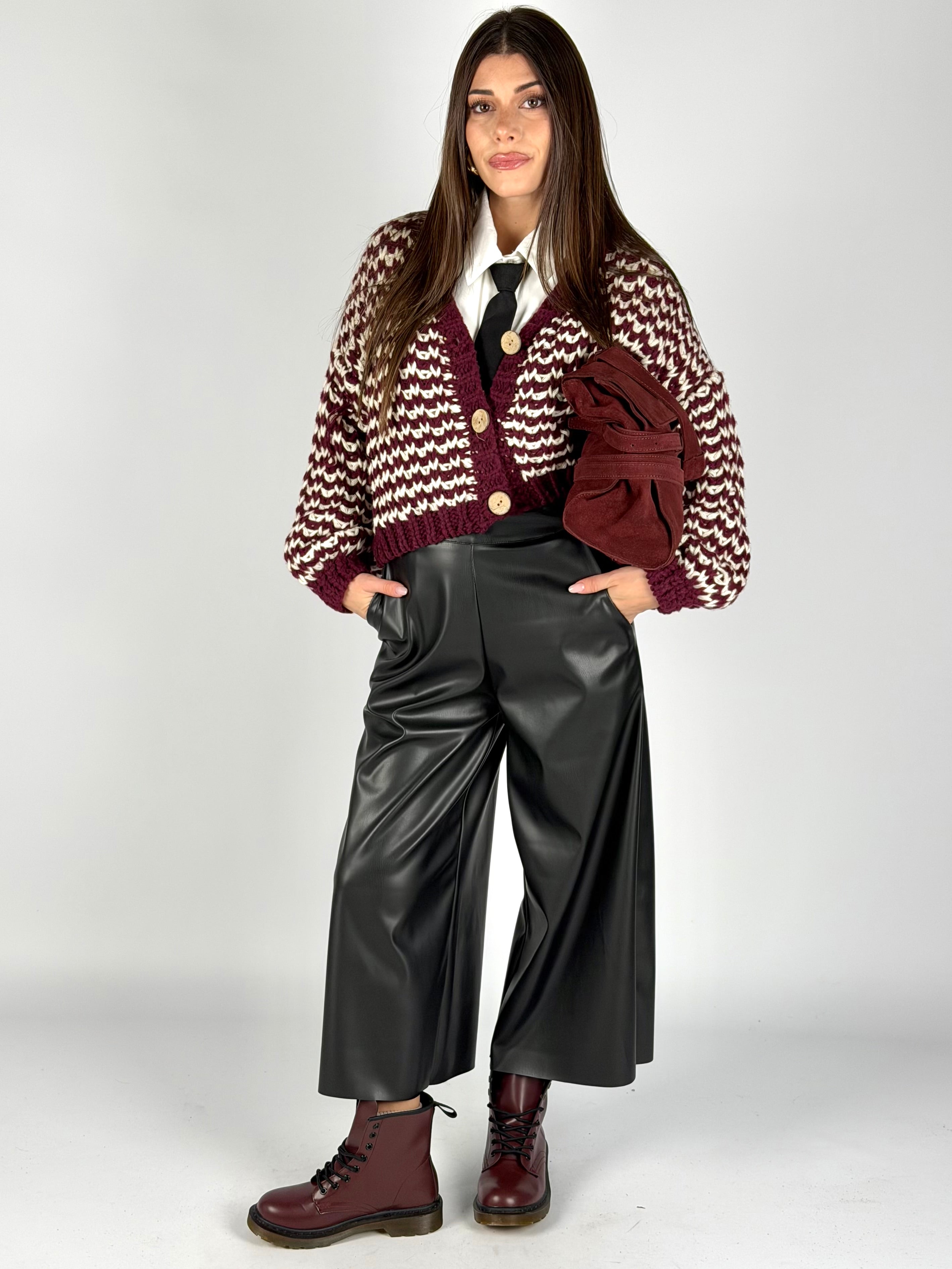 Maglione zig zag bordeaux