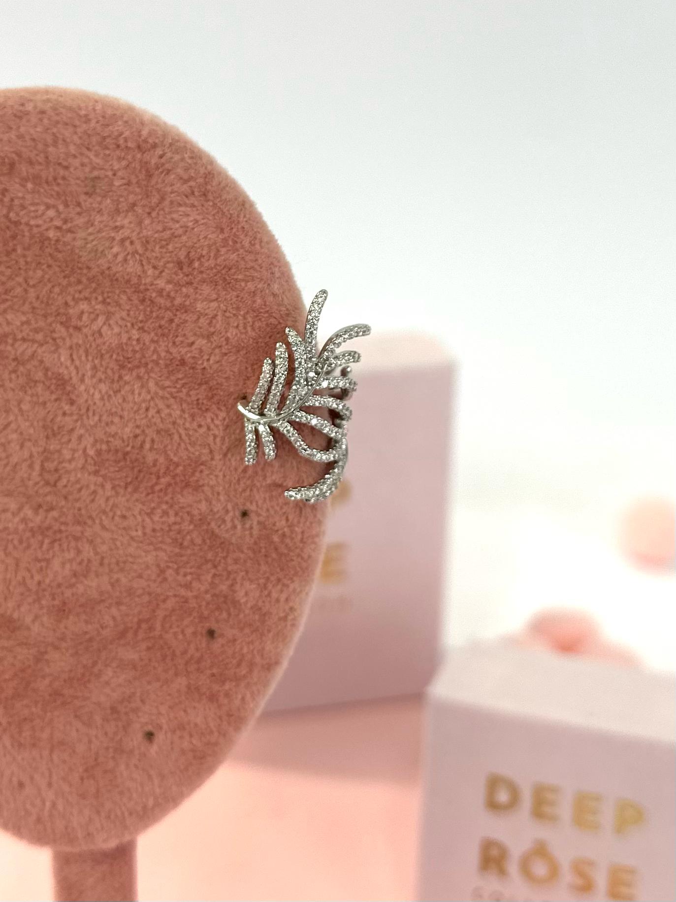 Earcuff maxi foglia zirconato