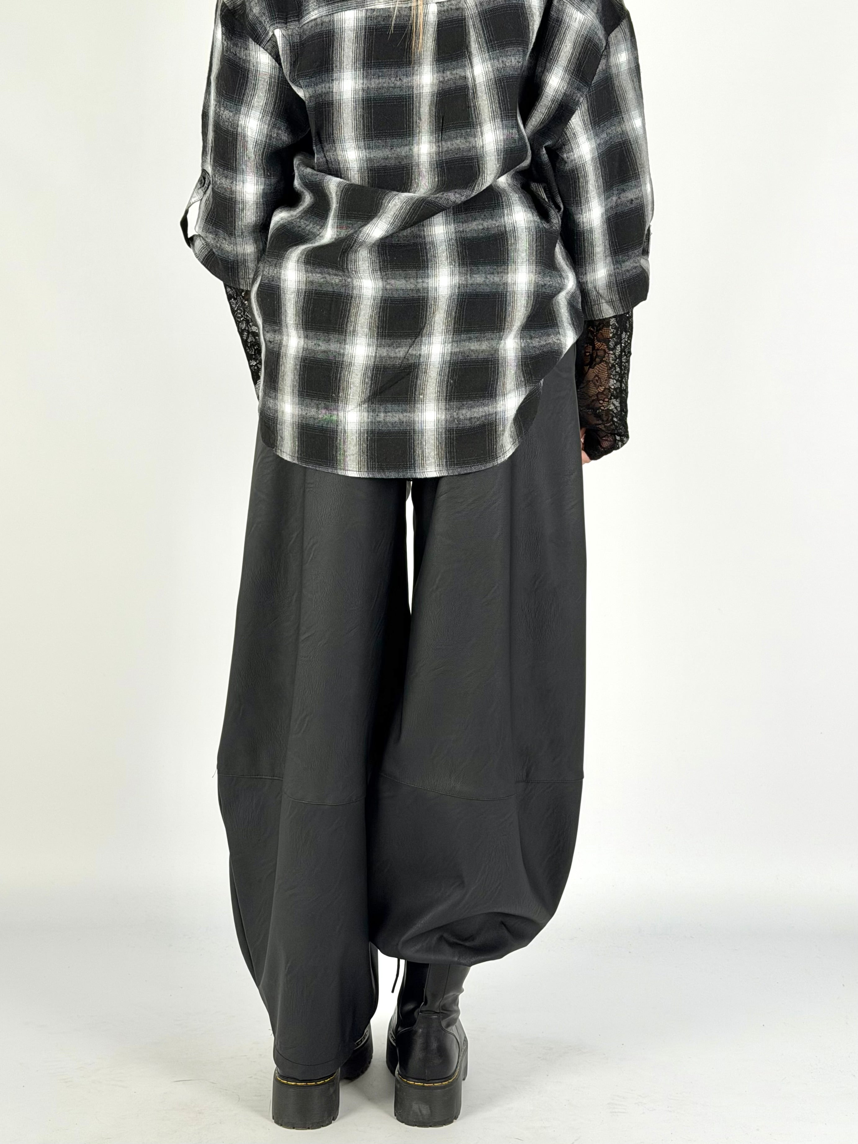 Pantalone balloon ecopelle nero