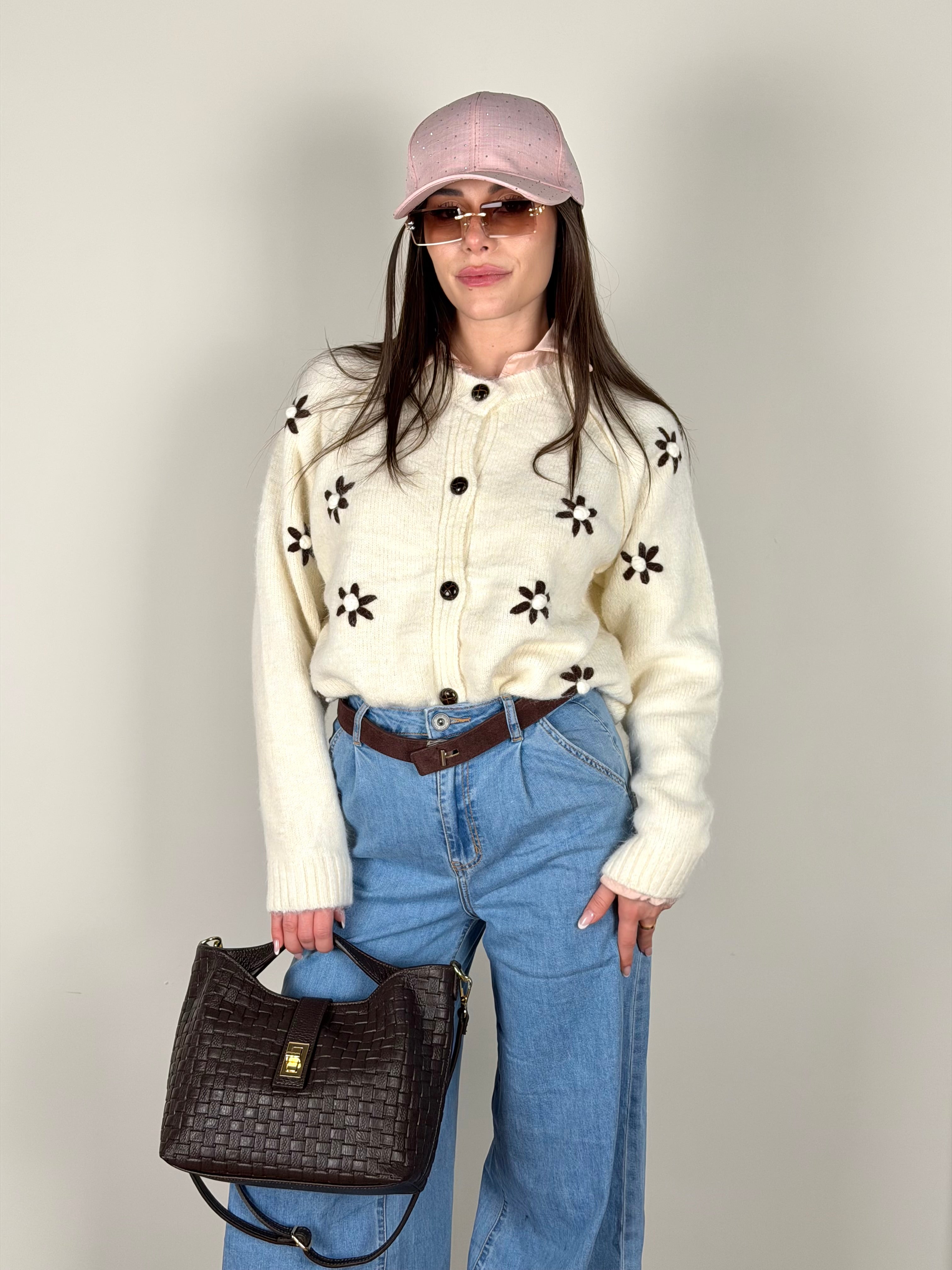 Maglia premium flowers beige