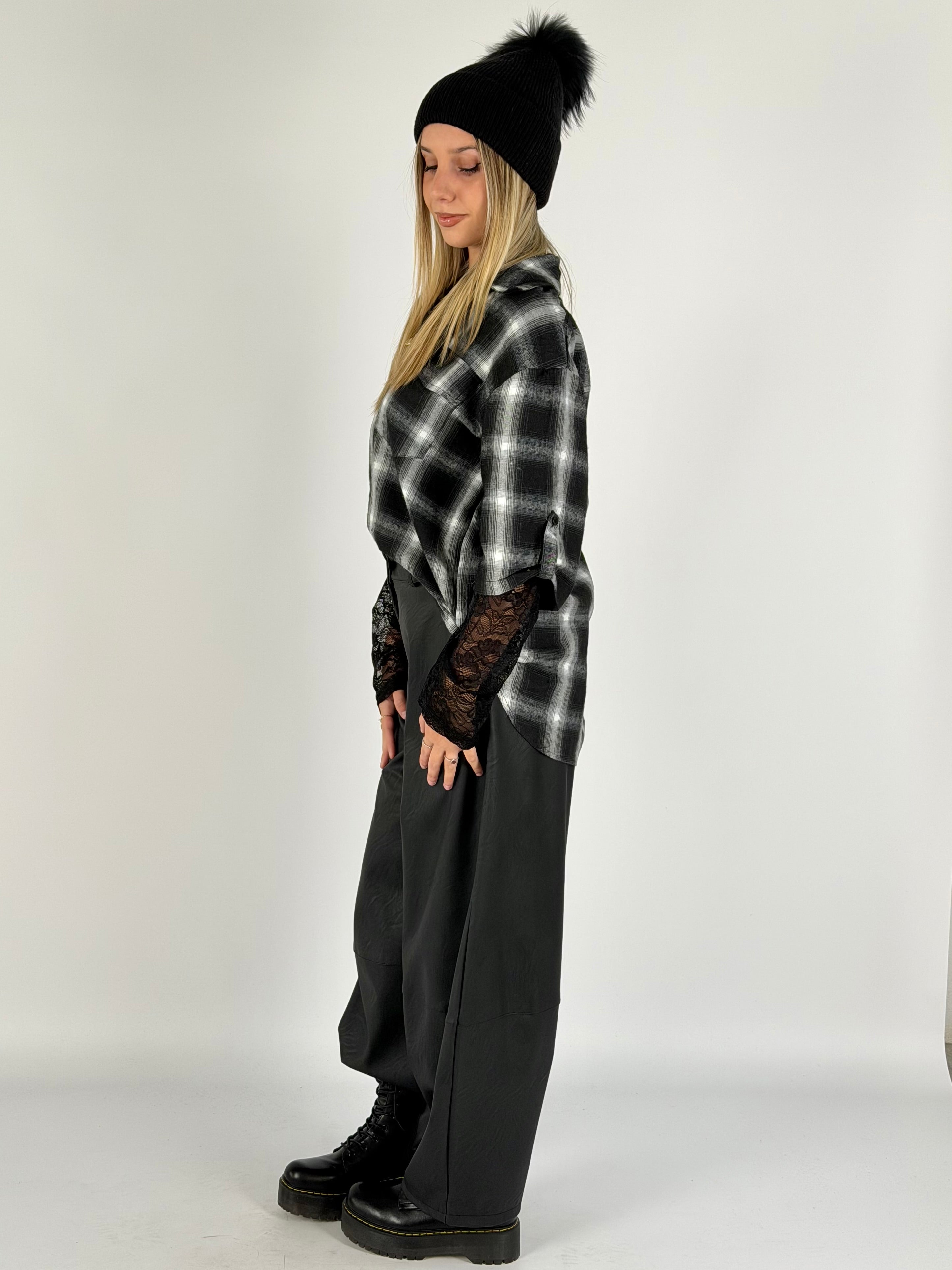 Camicia check Sally nera