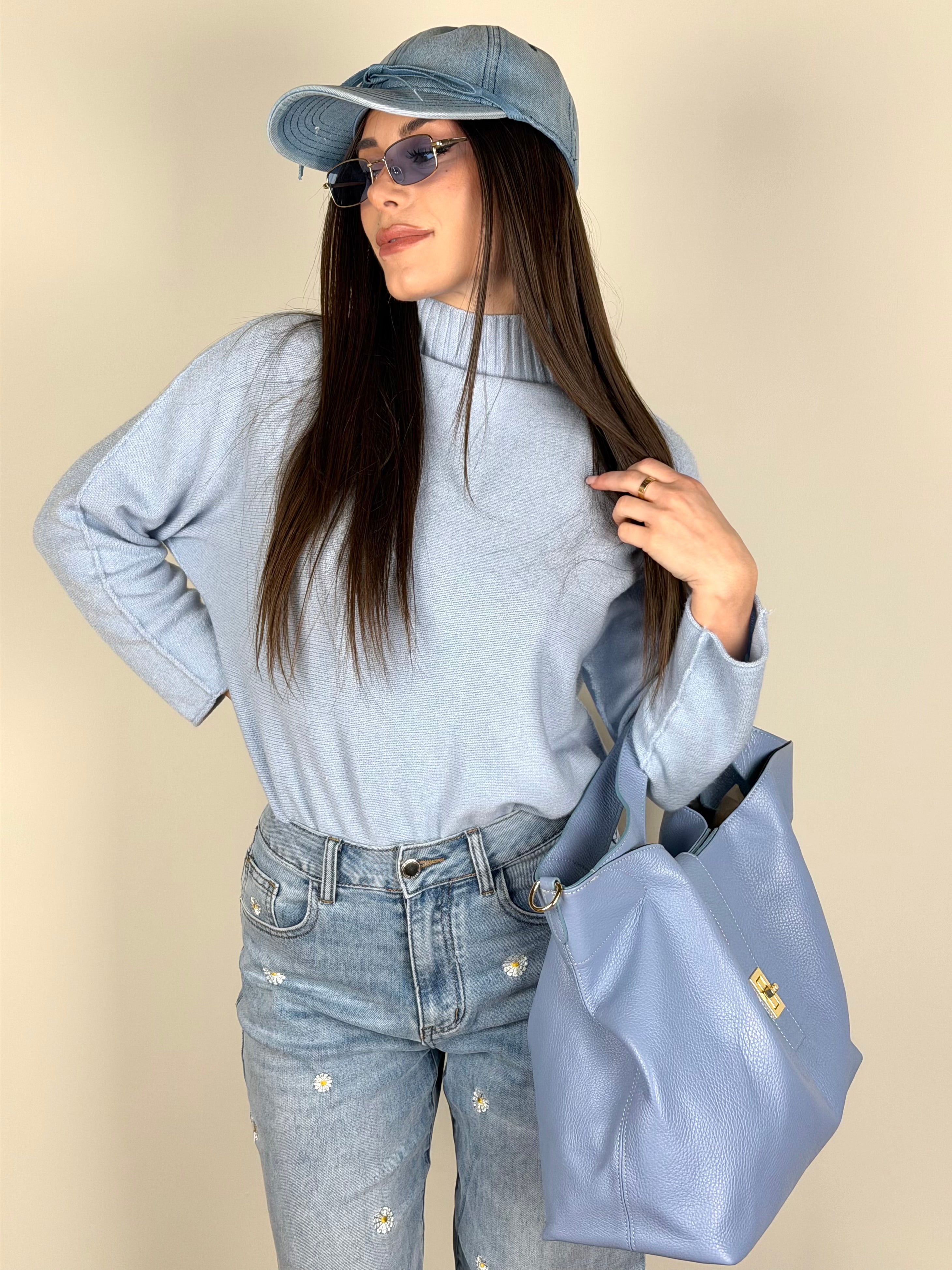 Maglia Margherita celeste