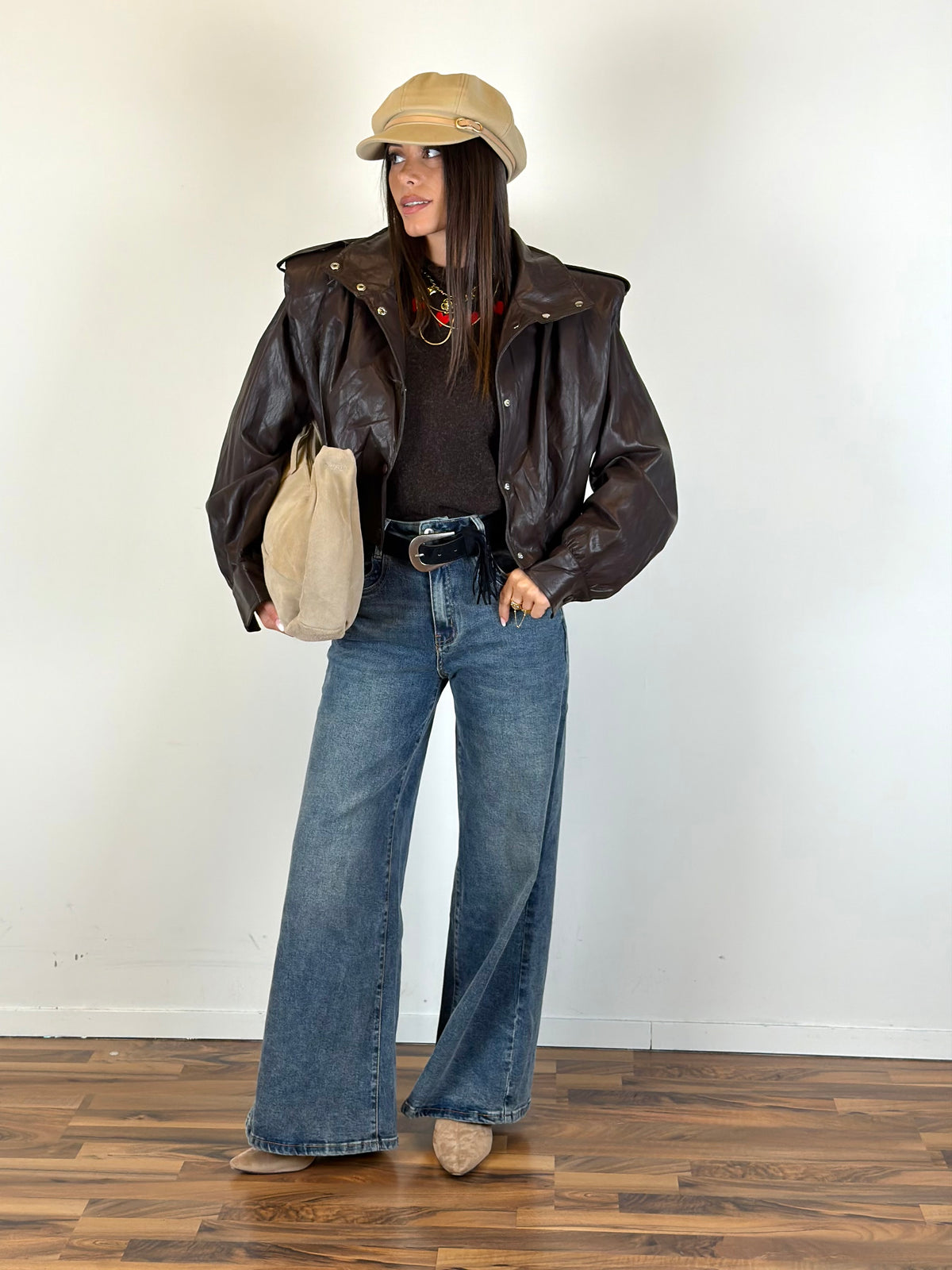 Bomber ecopelle London moro