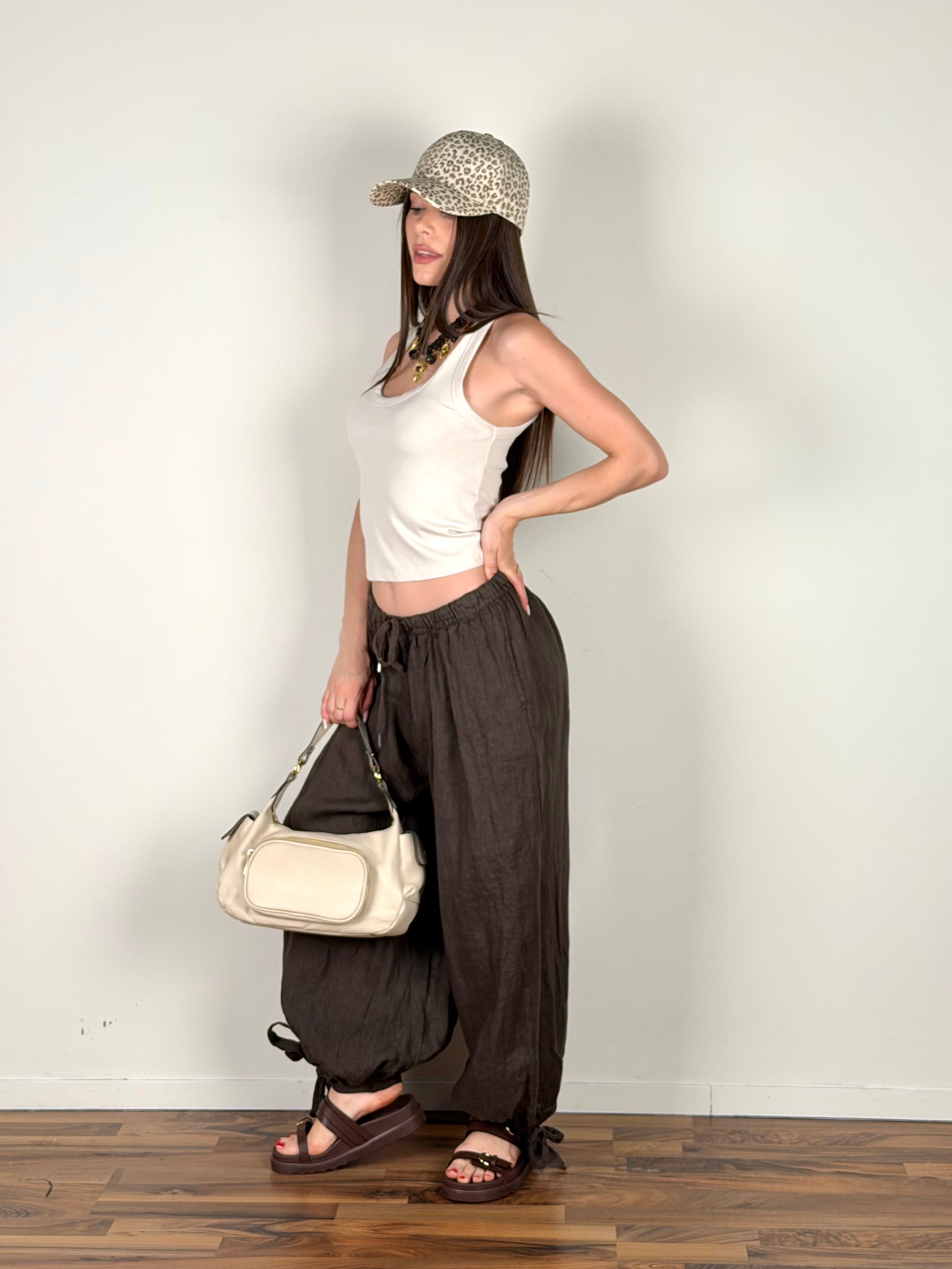 Pantalone Lino Rum moro