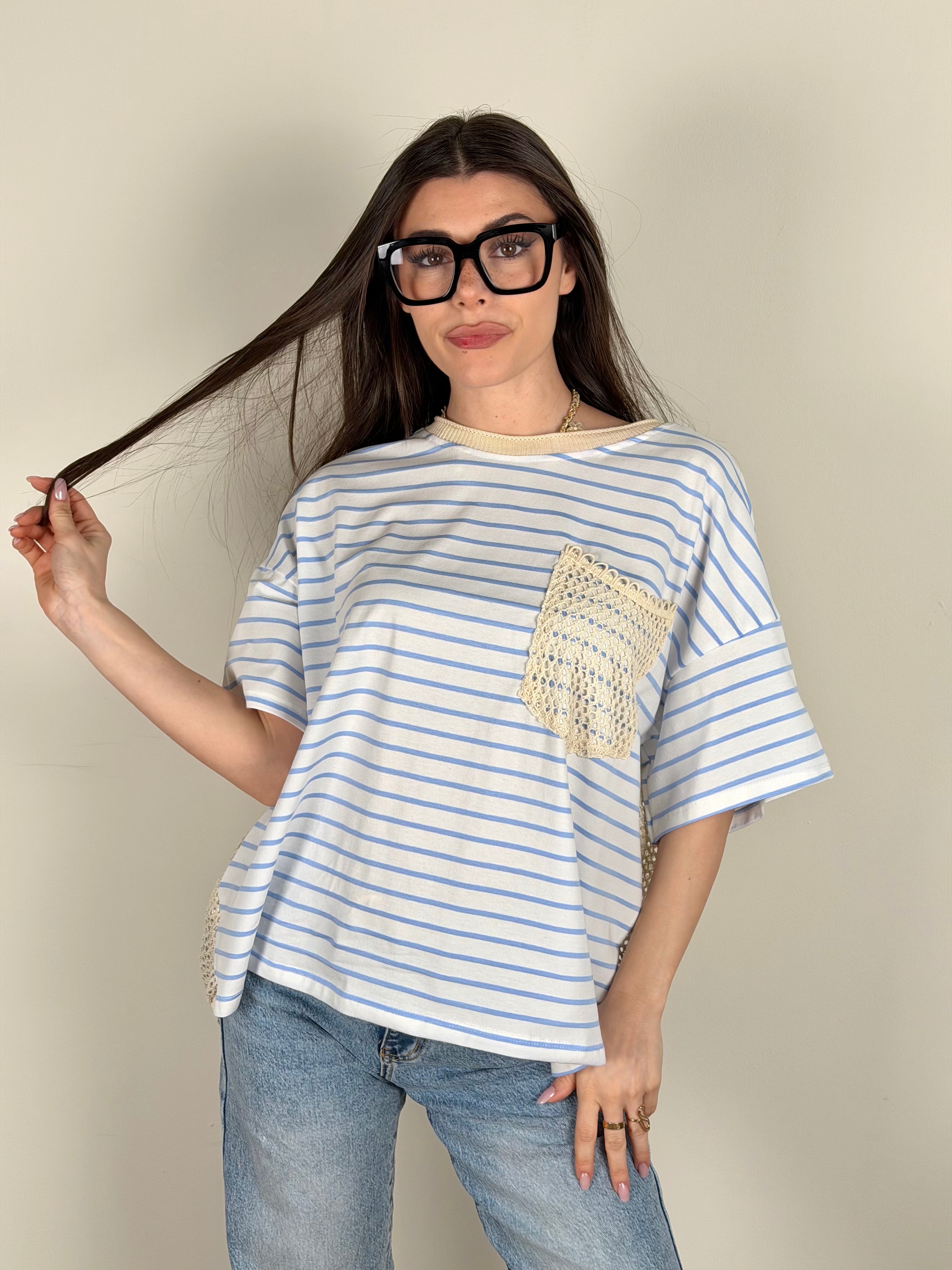 T-shirt rete celeste