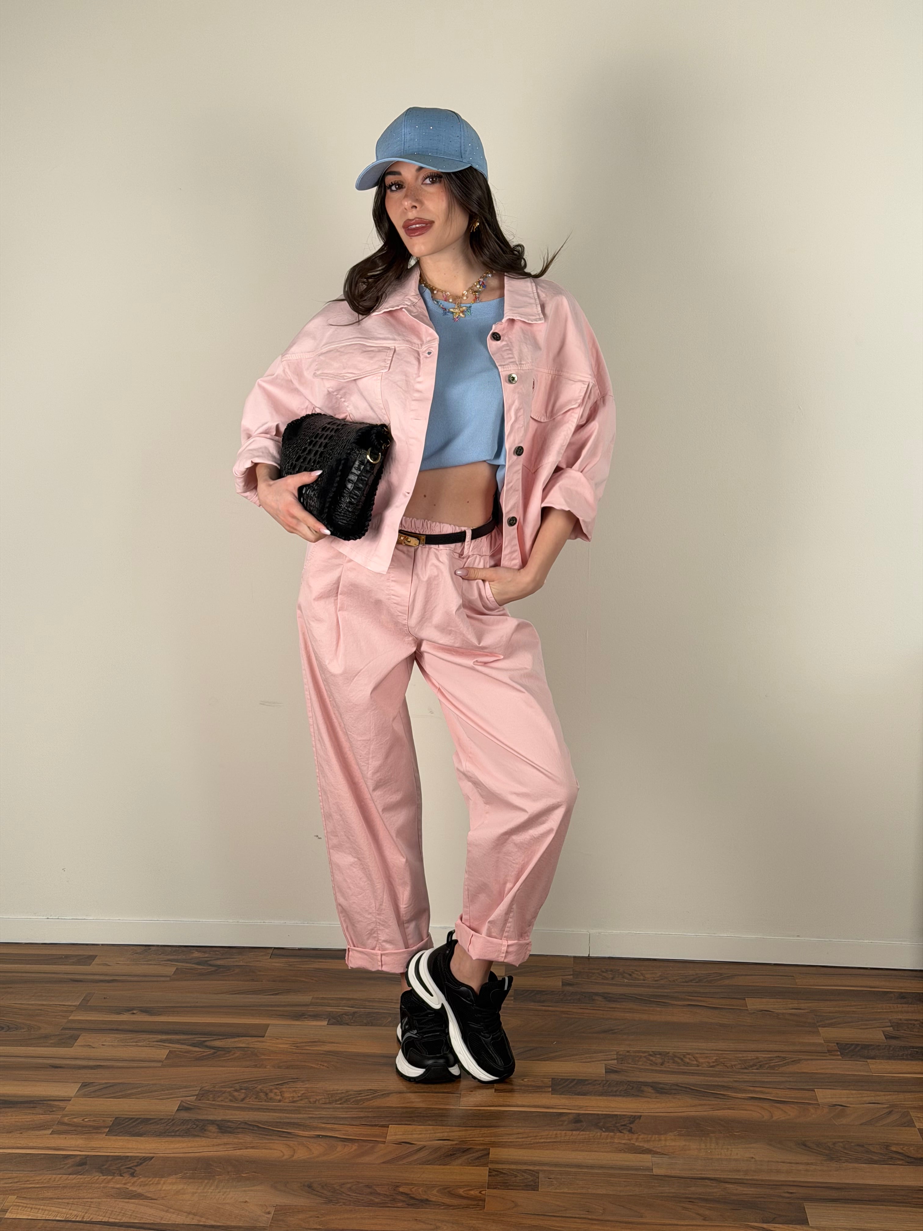 Giubbino jeans Carmen rosa