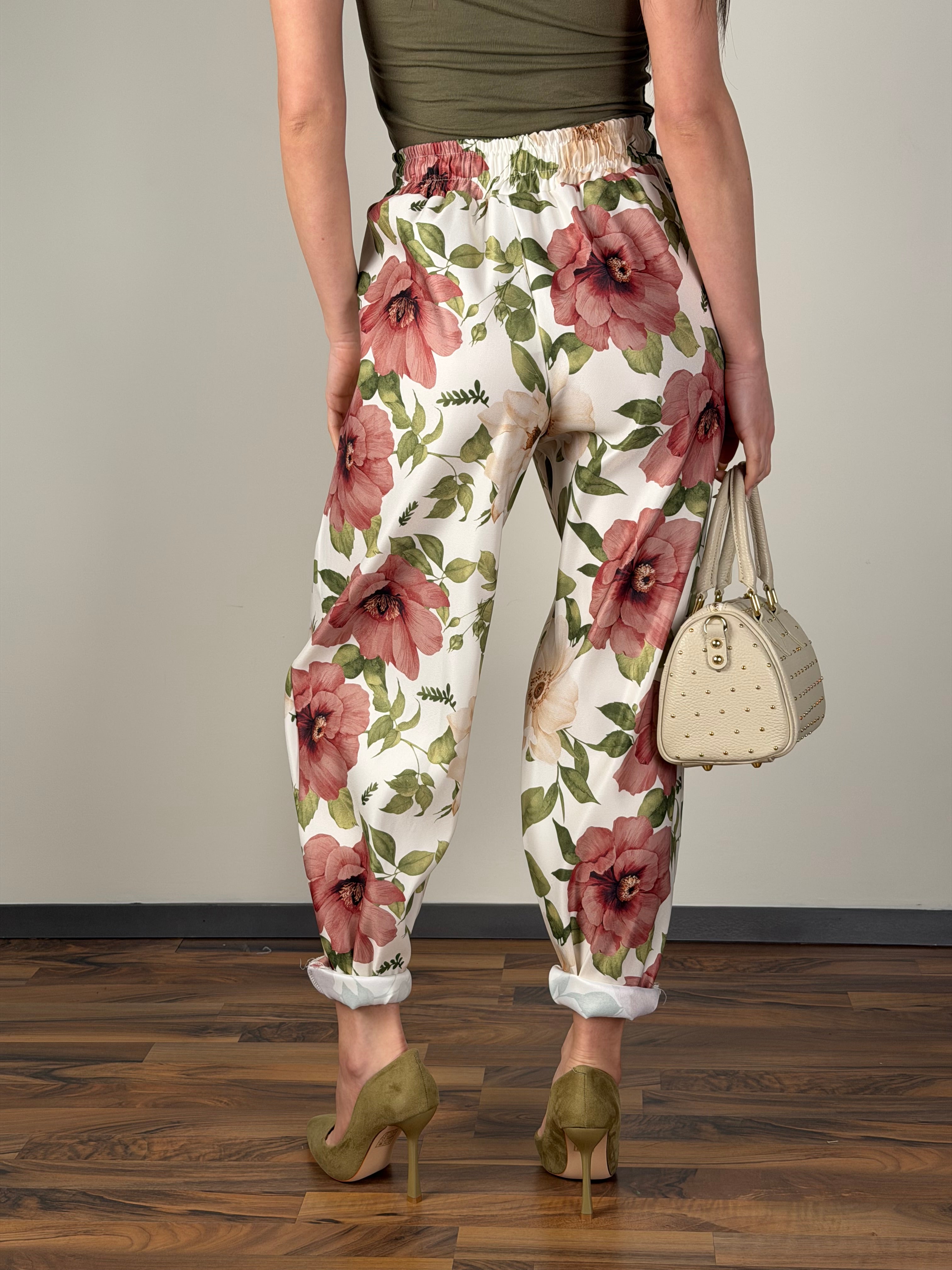 Pantalone Spring fiori rosa