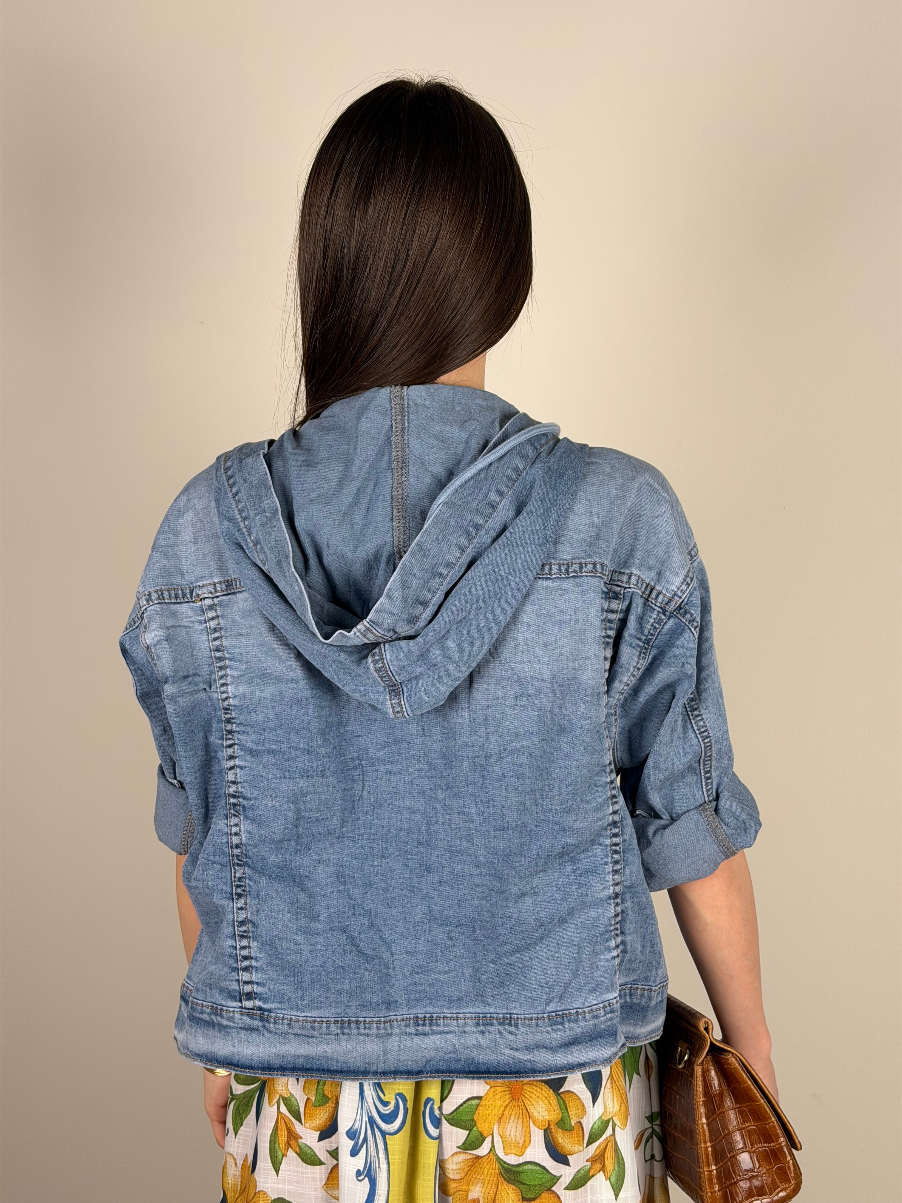 Giubbino jeans cappuccio