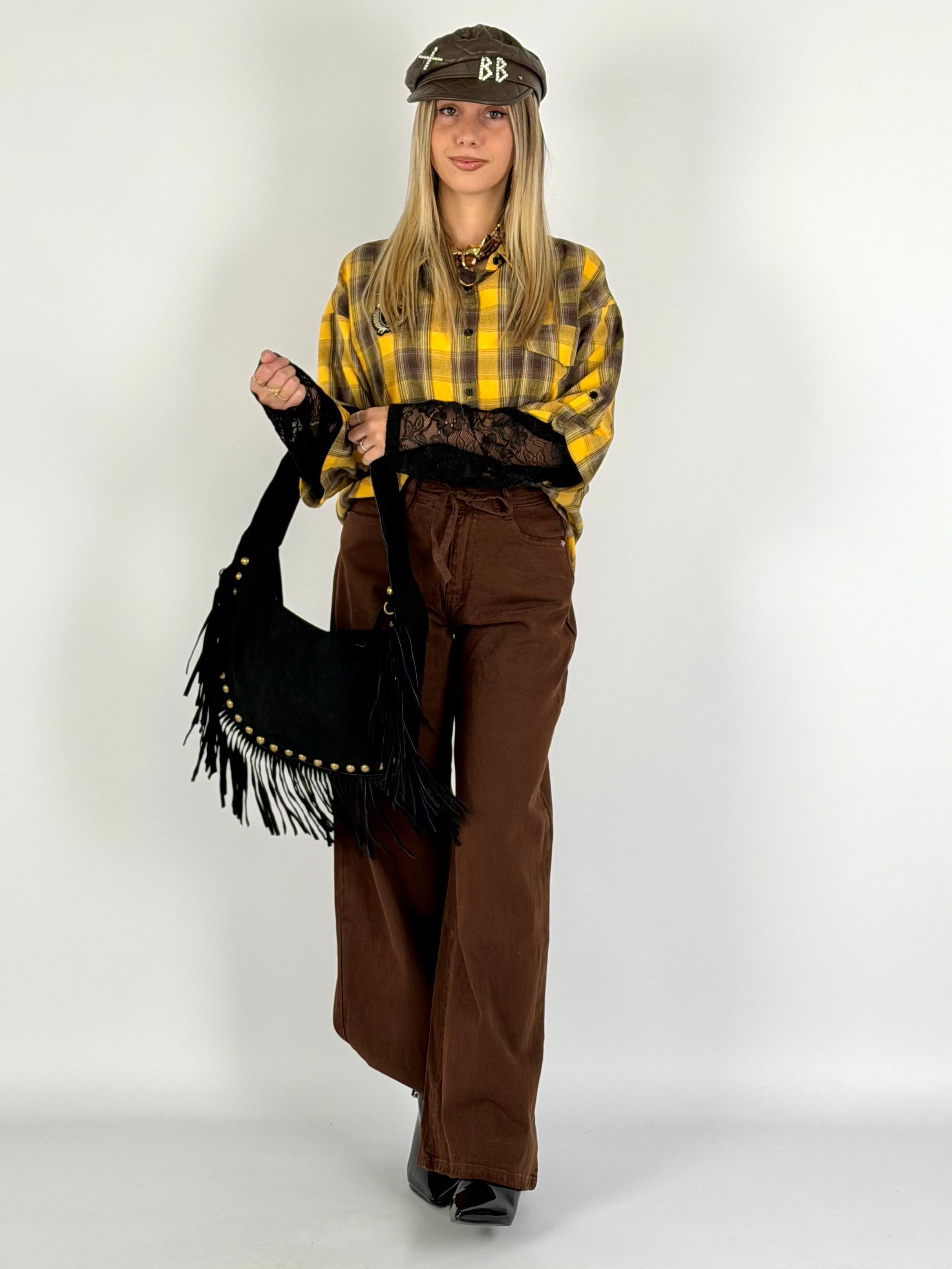 Camicia check Sally gialla