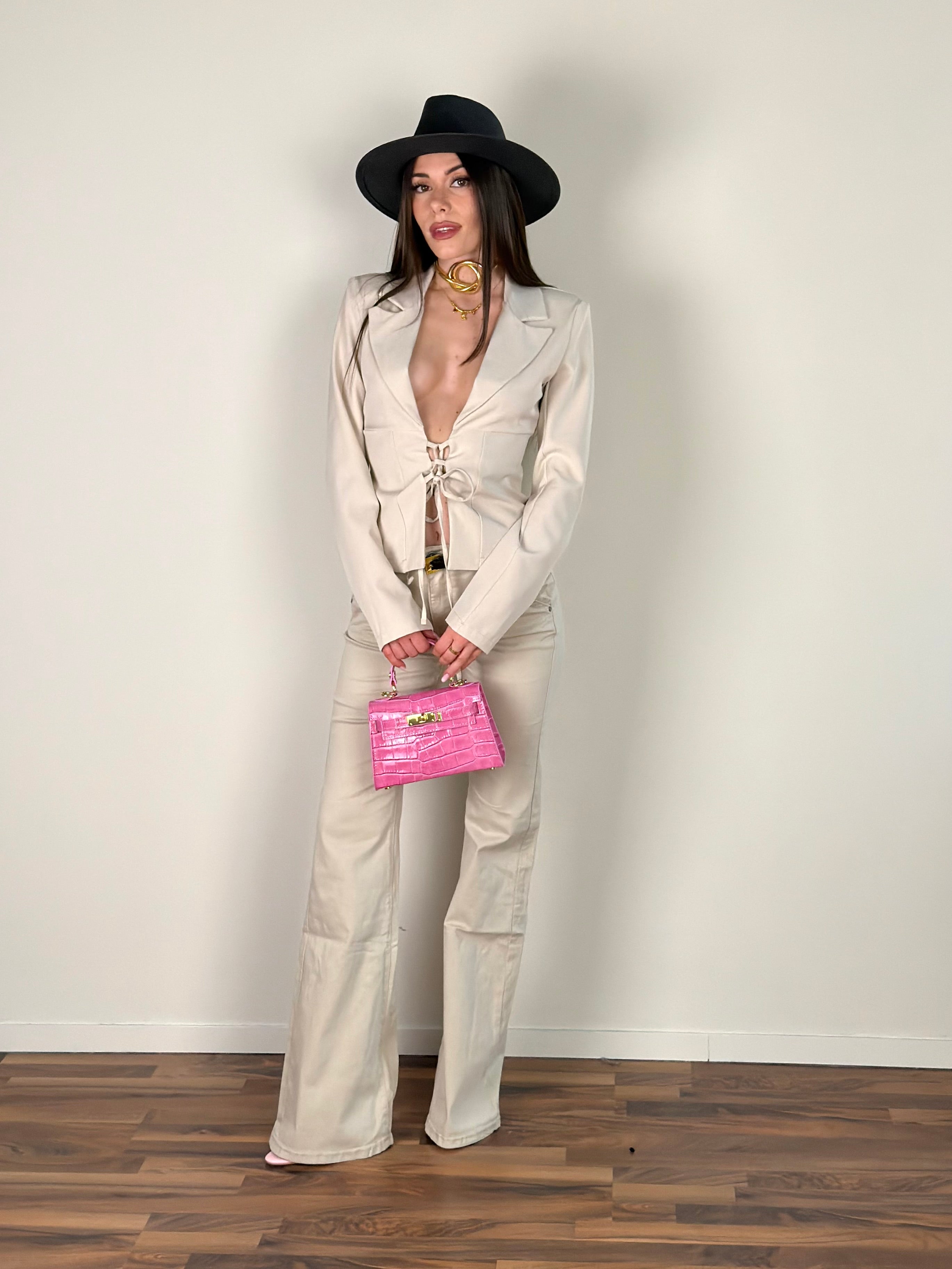 Jeans zampa Lunetta beige