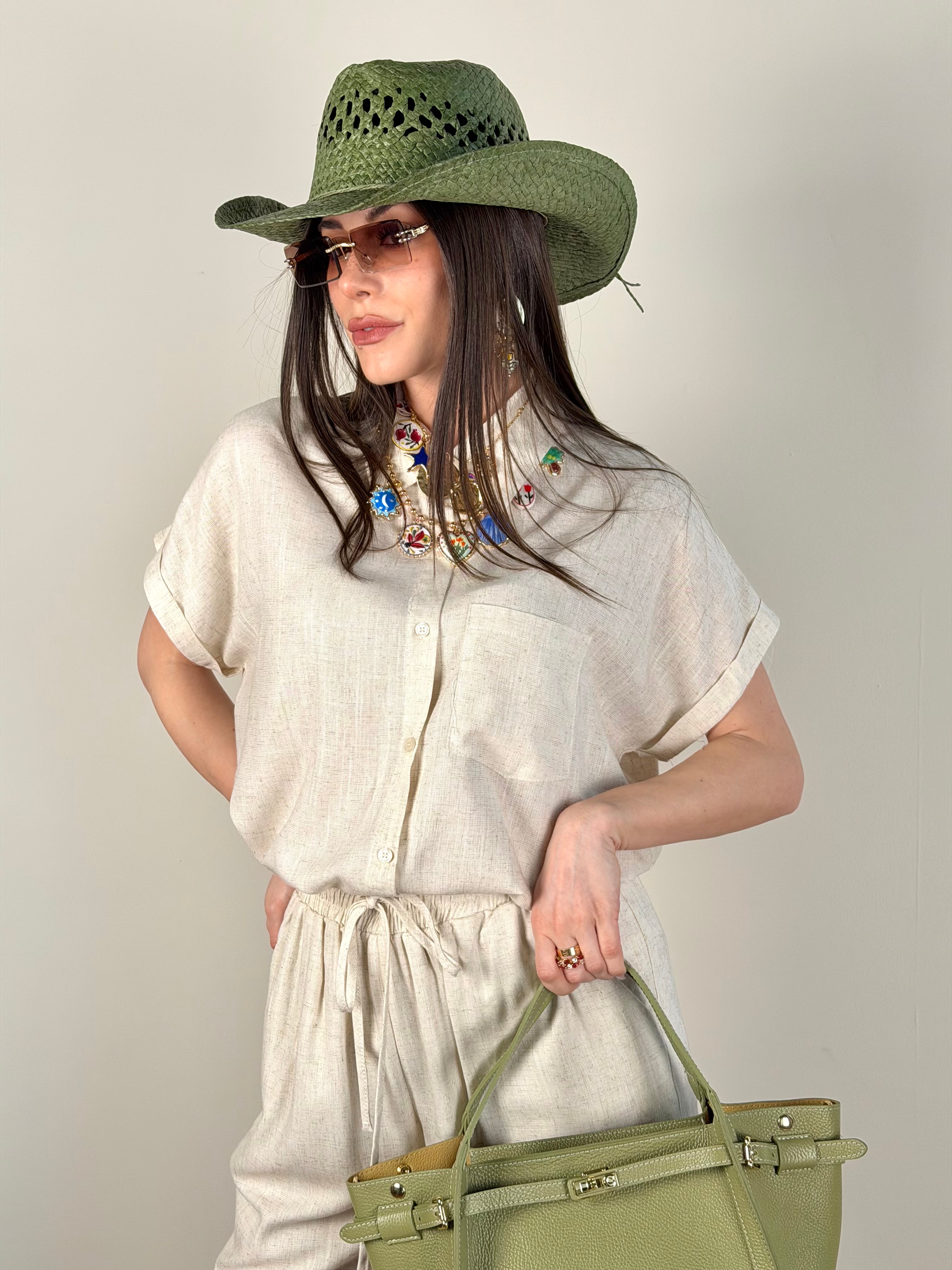Completo lino beige