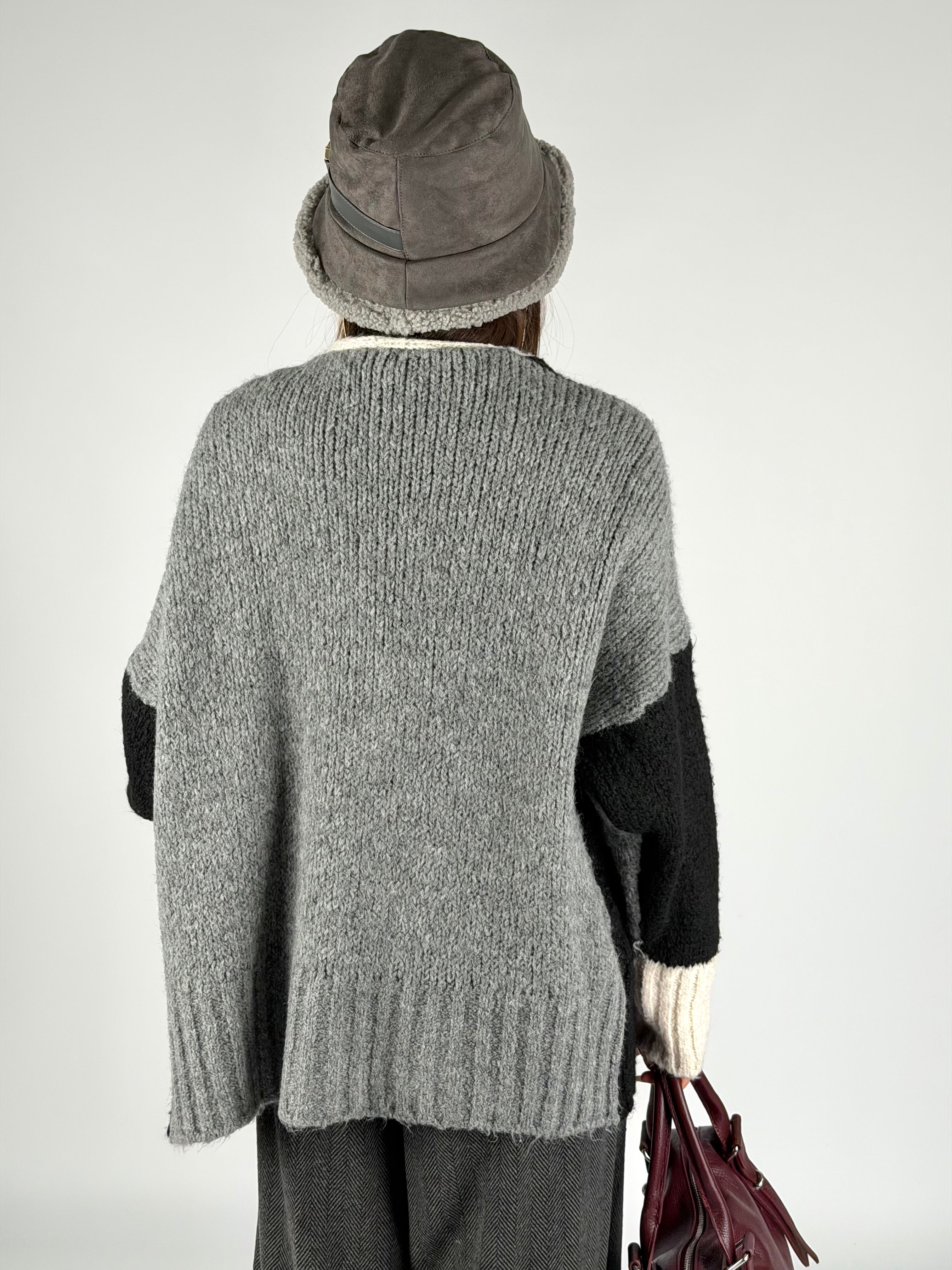 Cardigan due colori nero