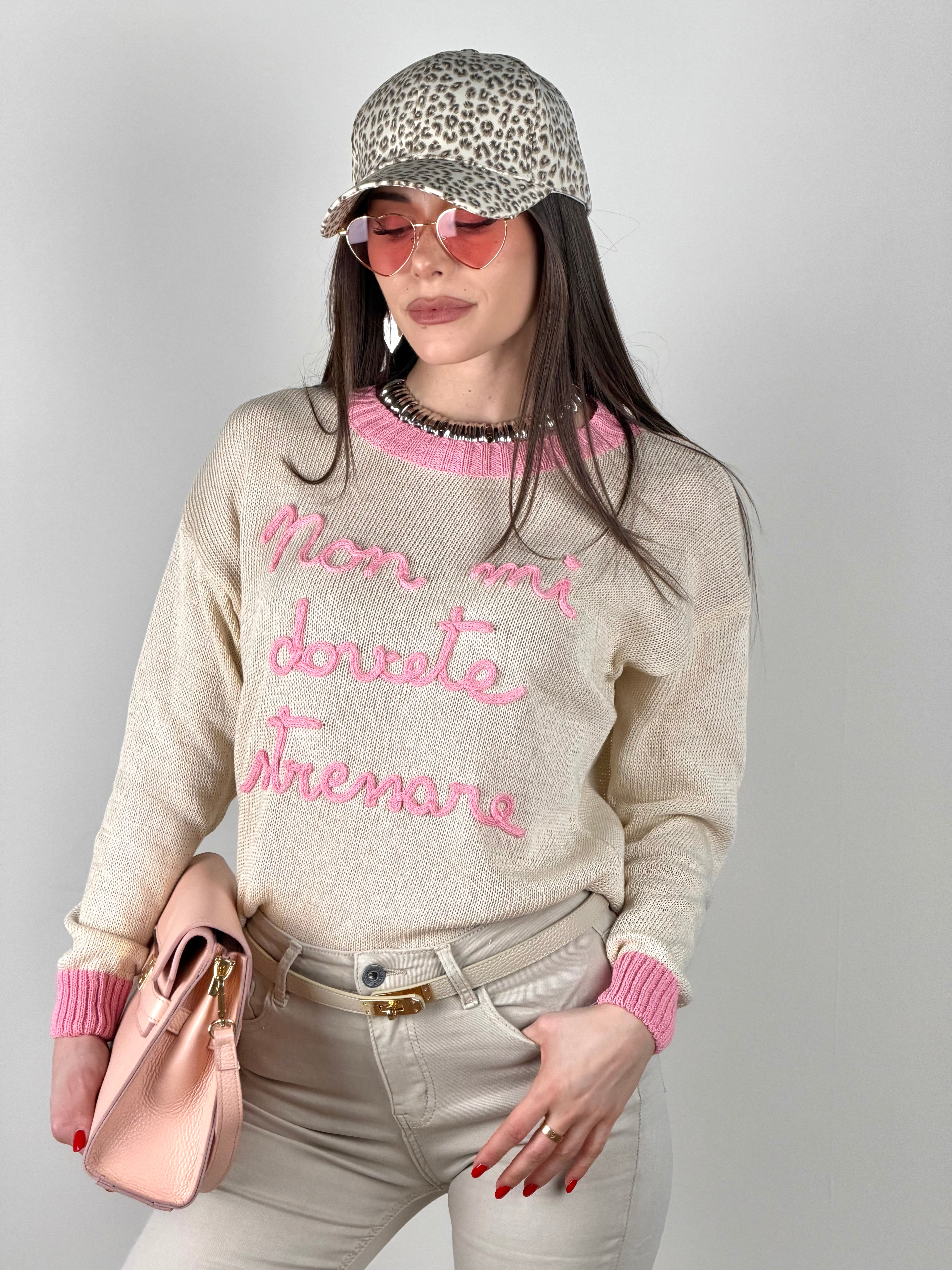 Maglia non mi stressare beige