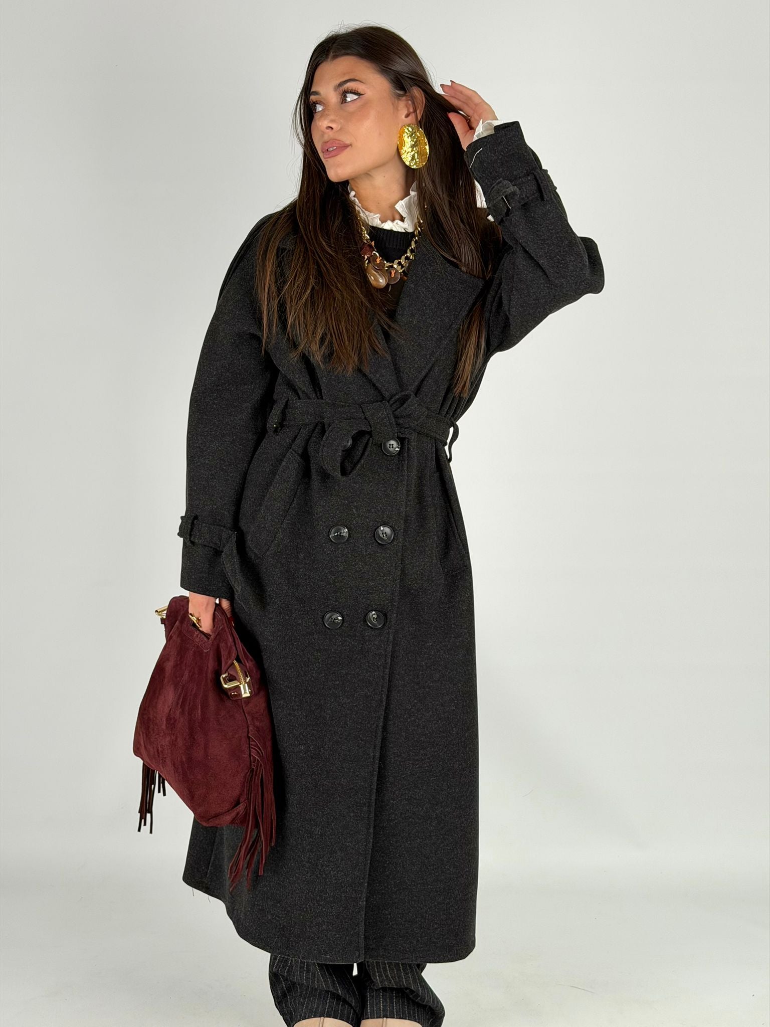 Maxi cappotto fiocco nero
