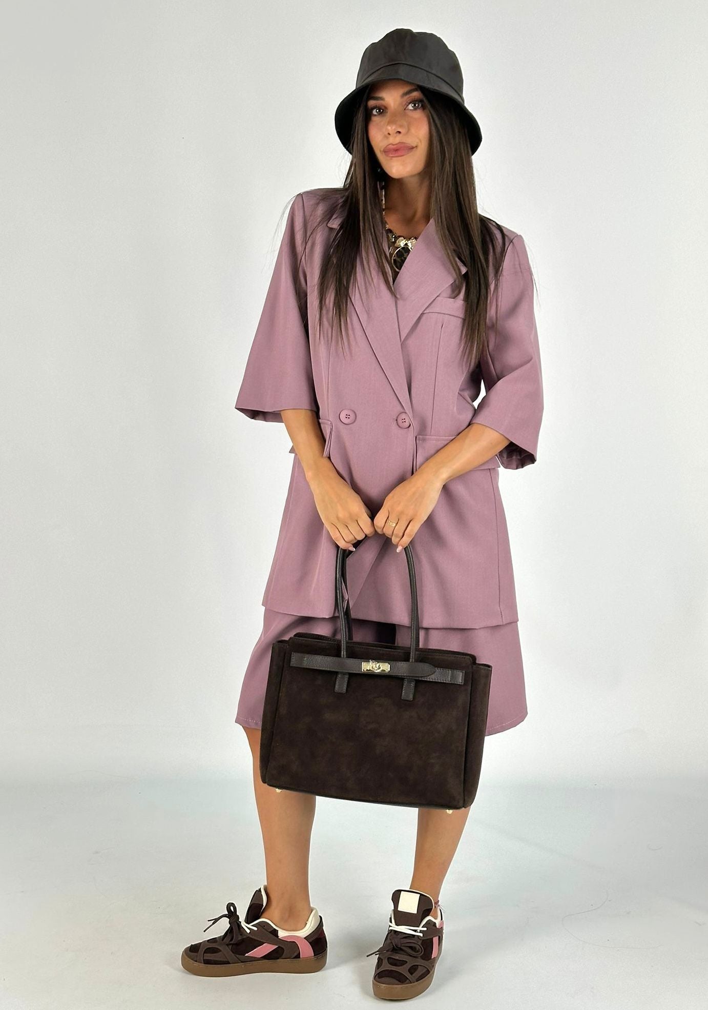 Completo giacca + bermuda rosa