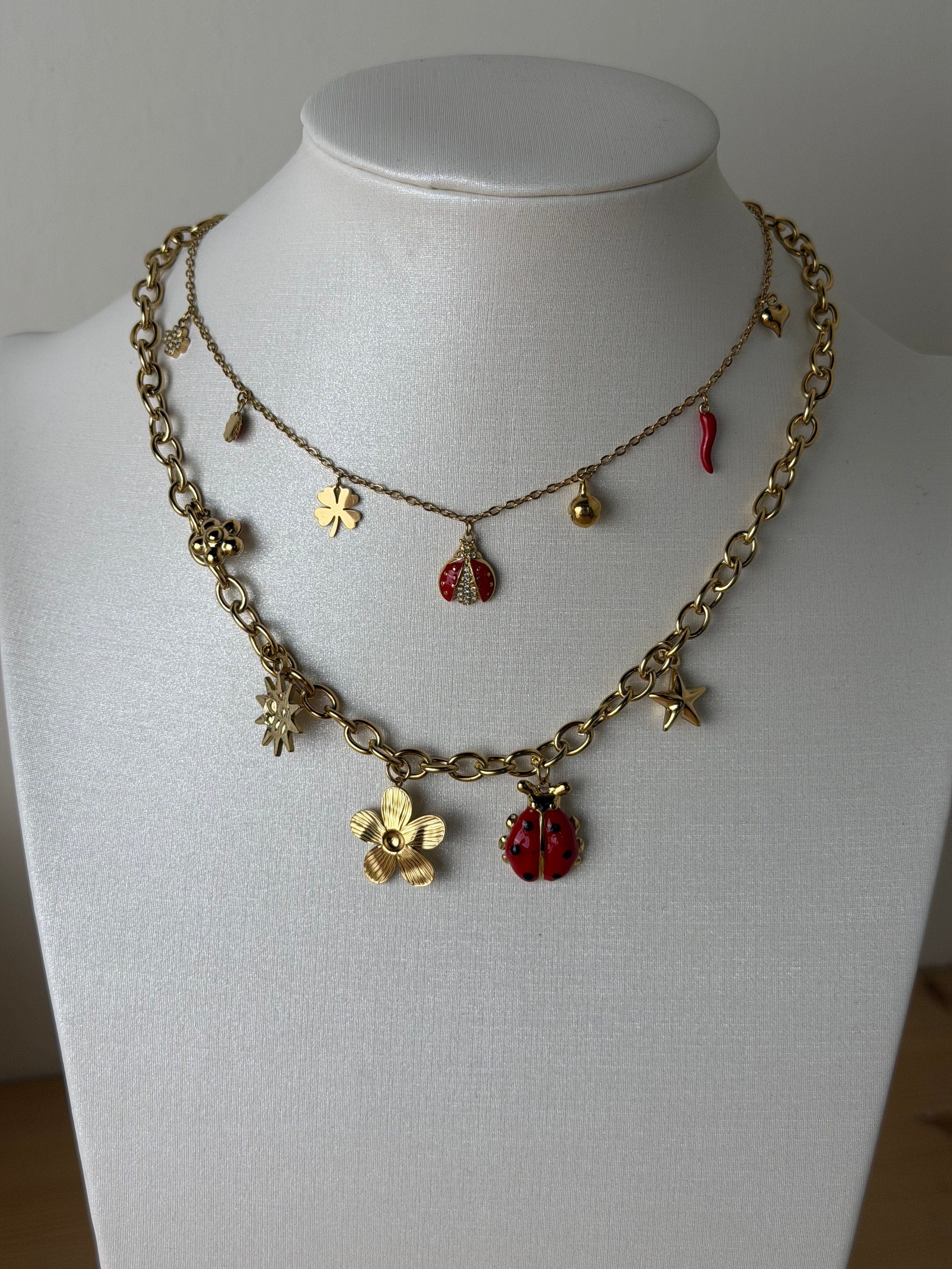 Collana coccinella- collezione PORTAFORTUNA - 2 colori