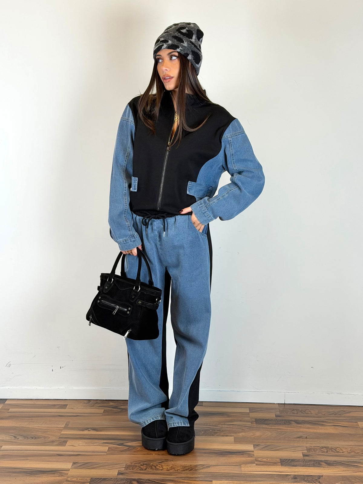 Tuta denim nera