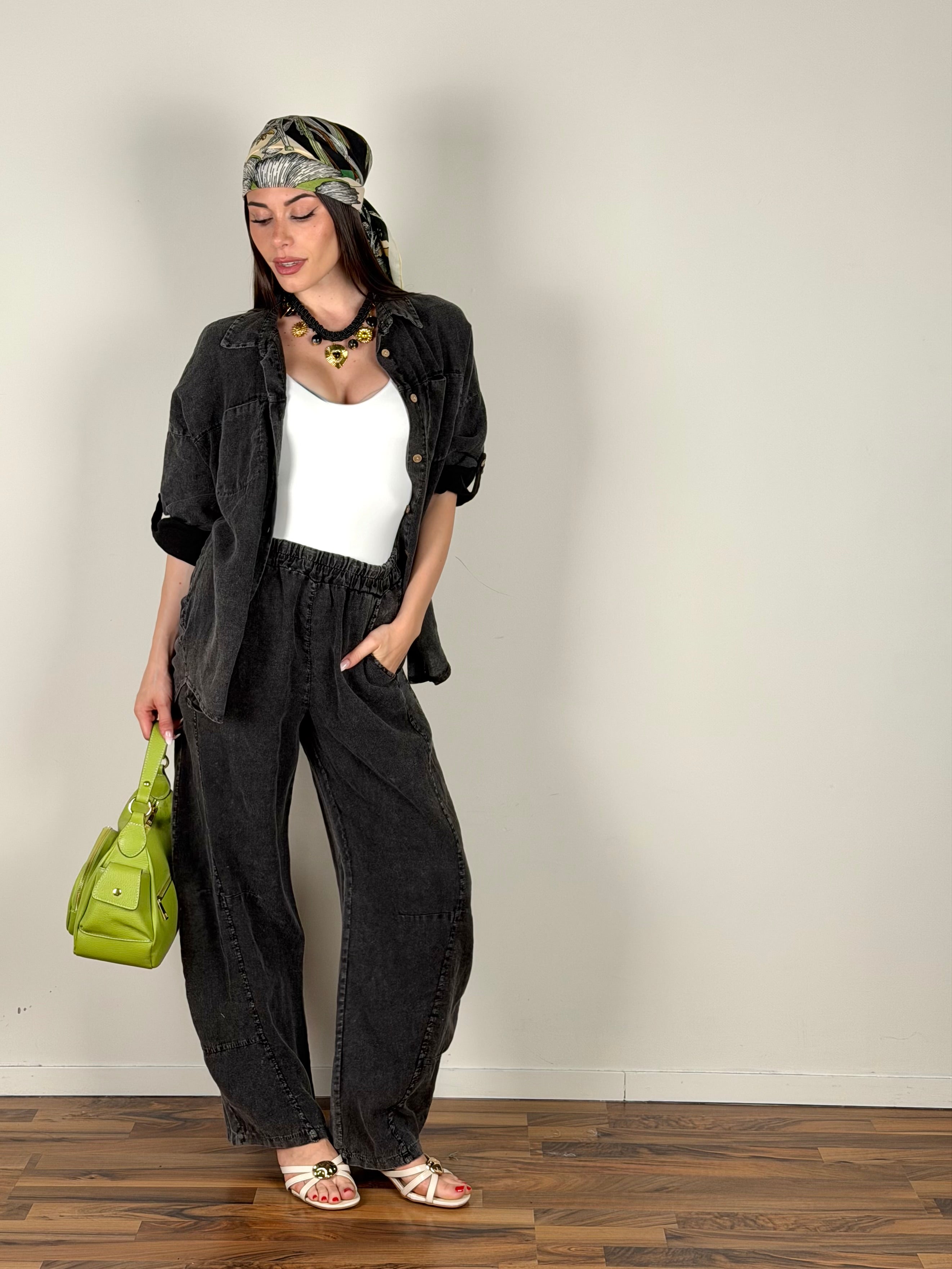 Camicia puro lino Siena nero
