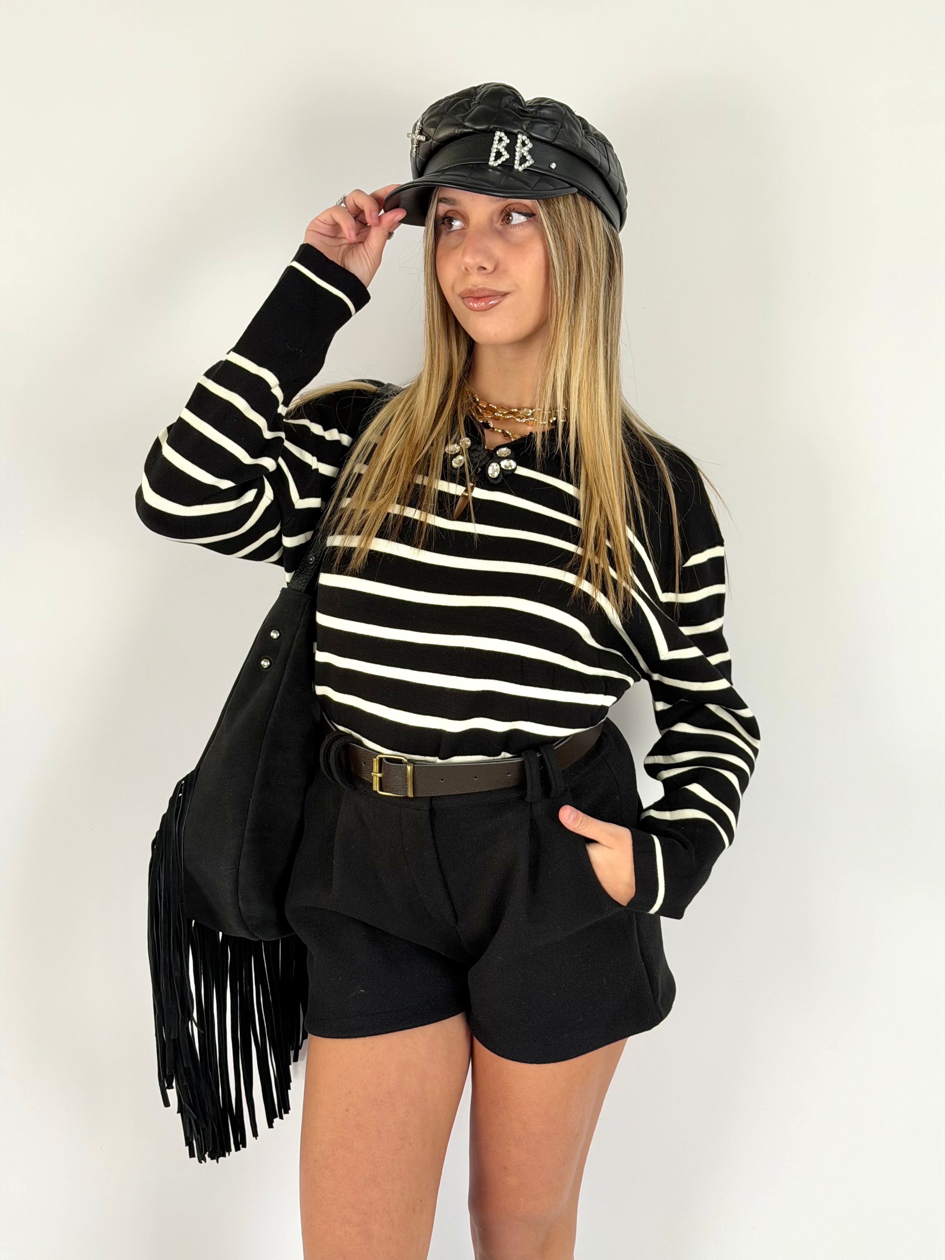 Maglia gioiello righe nera