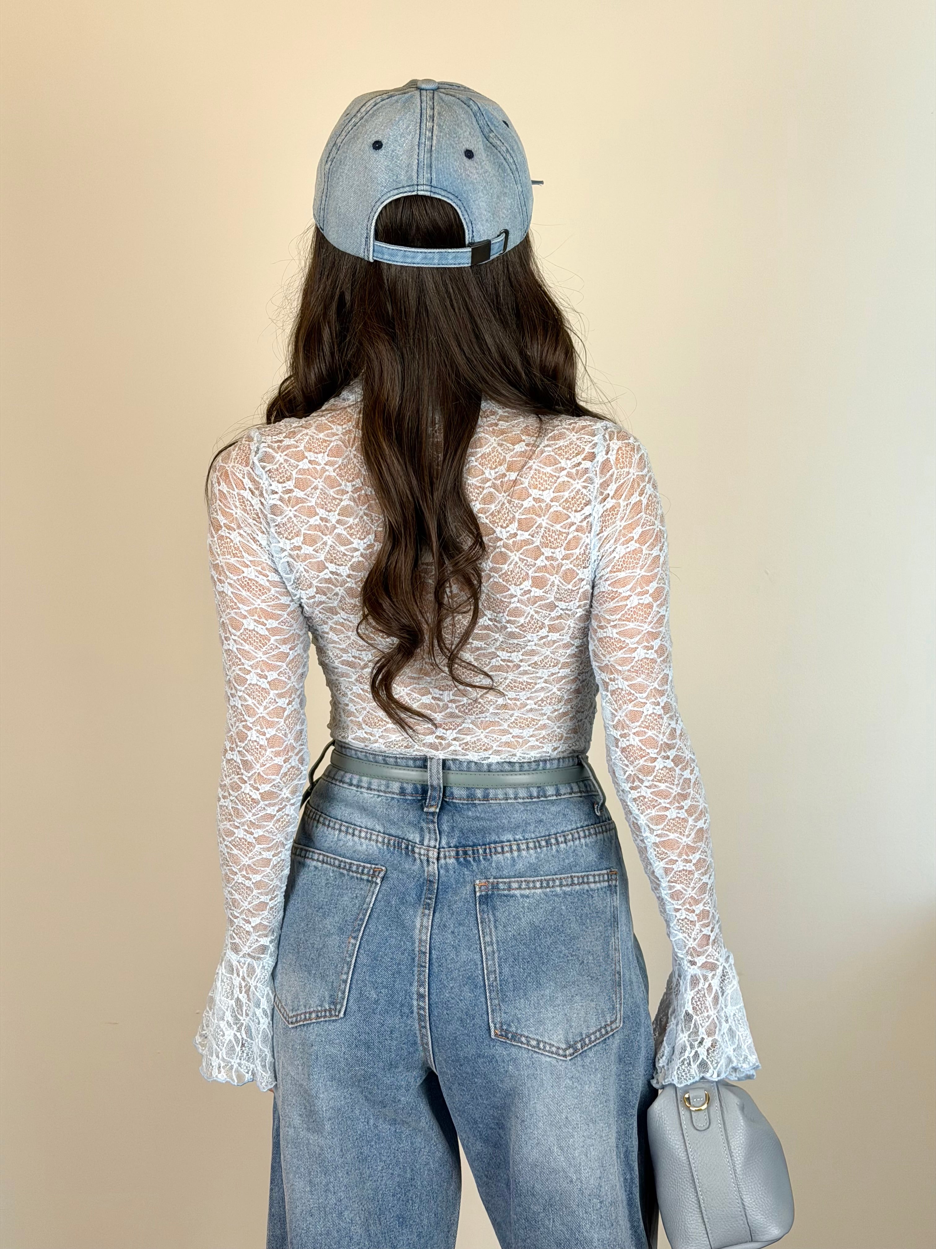 Maglia Brooke pizzo celeste