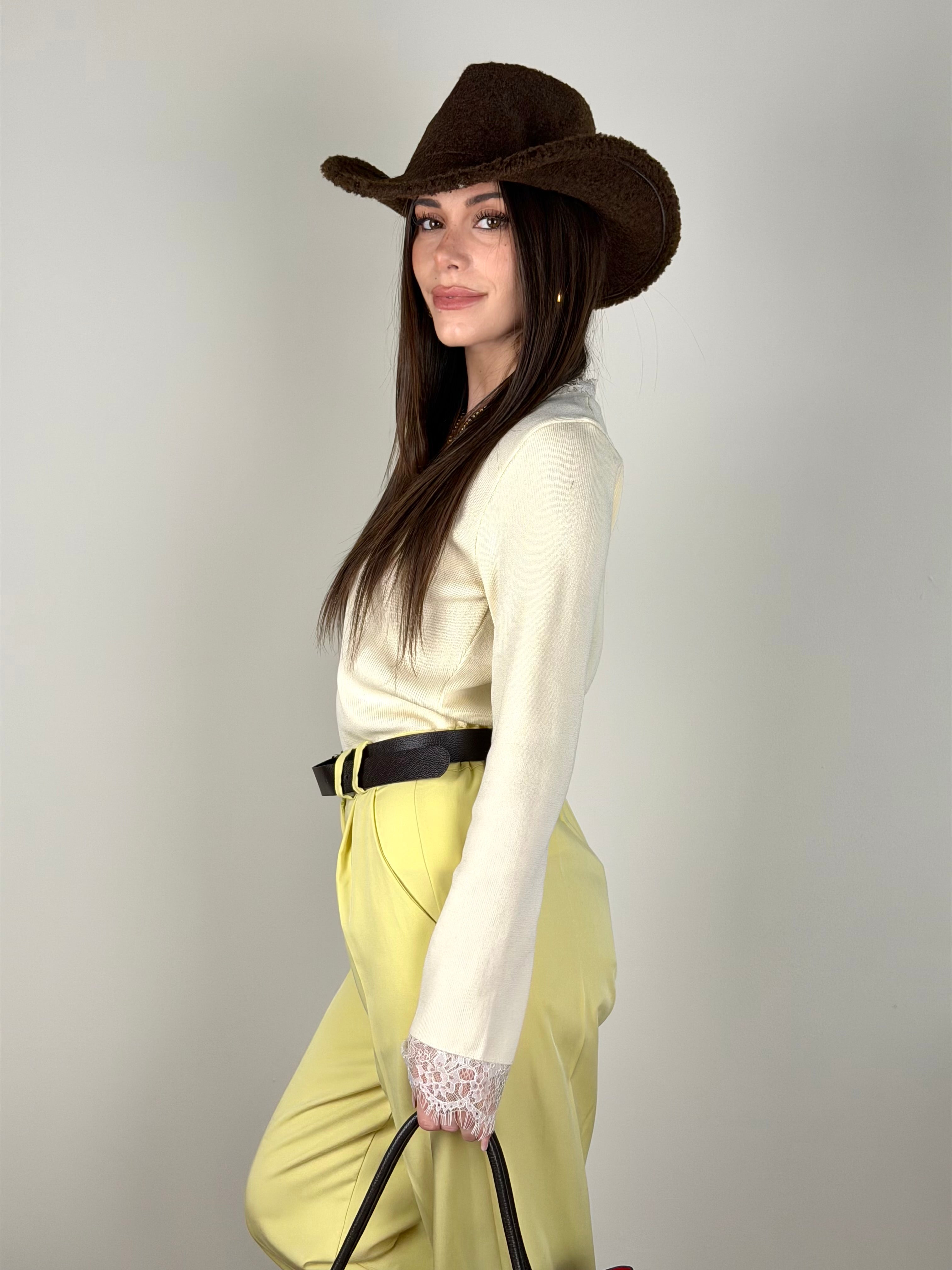 Maglia Celine beige scollo V