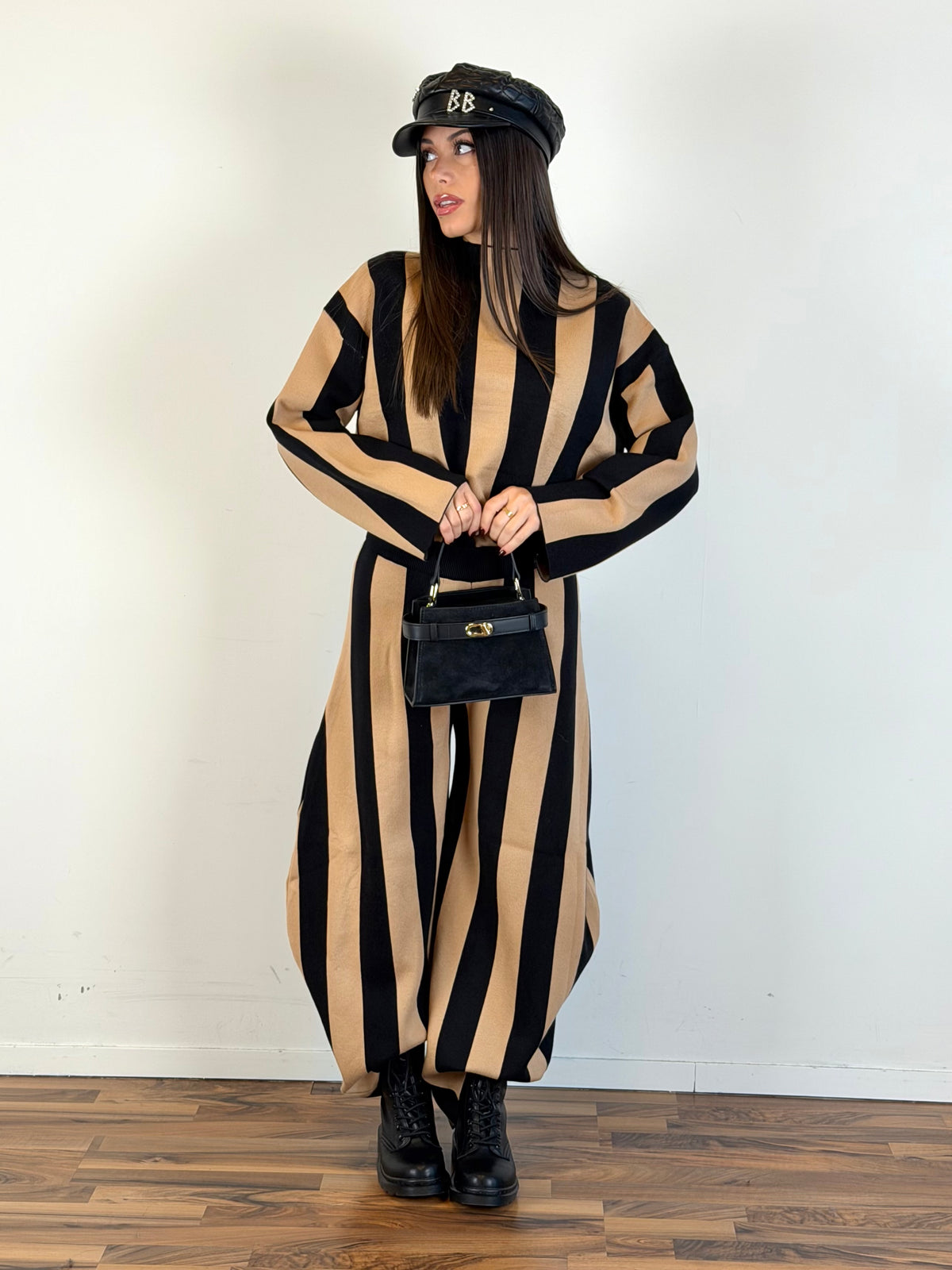 Maglia Zebra Camel/nero