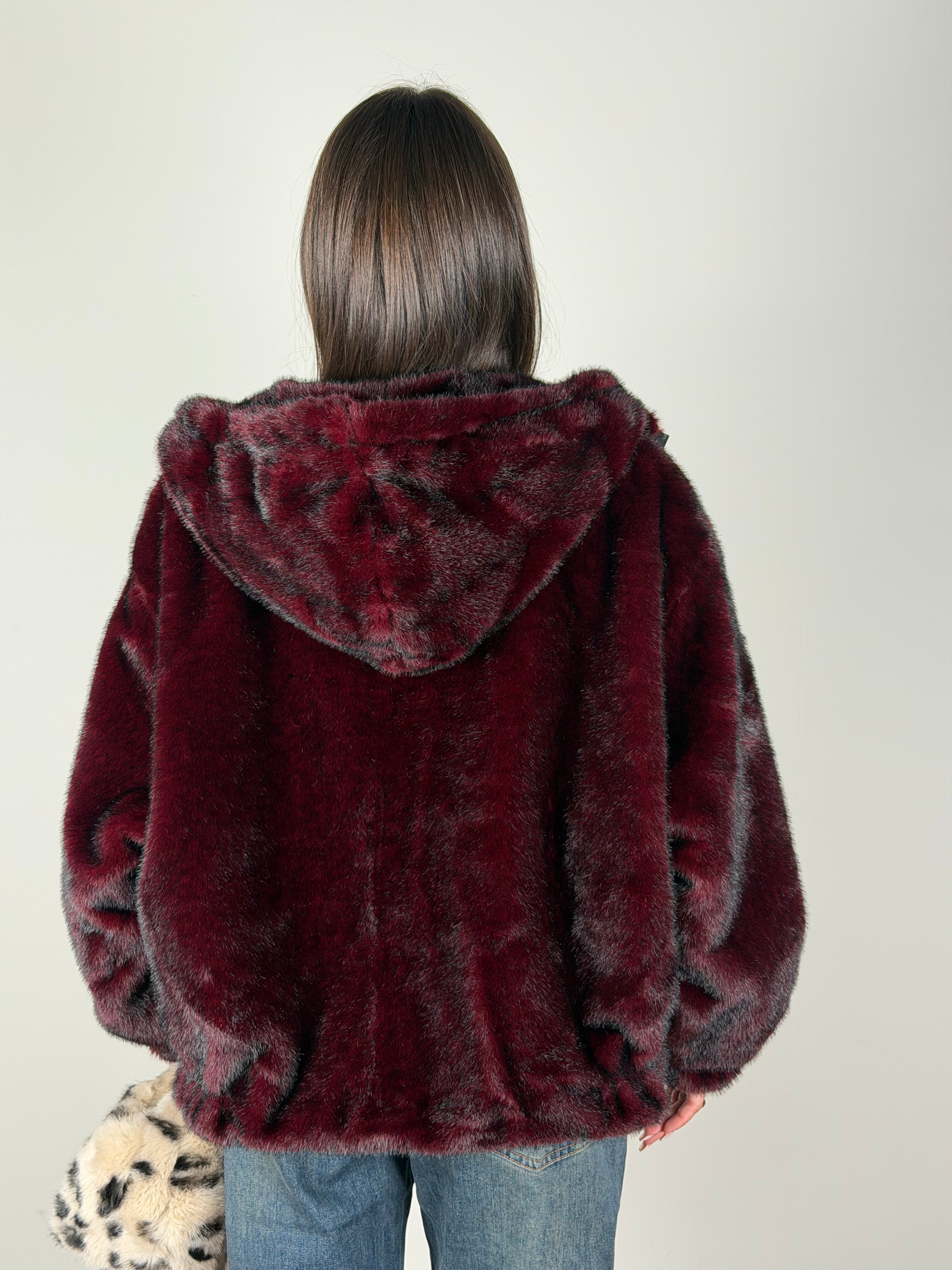 Pelliccia reversibile bordeaux