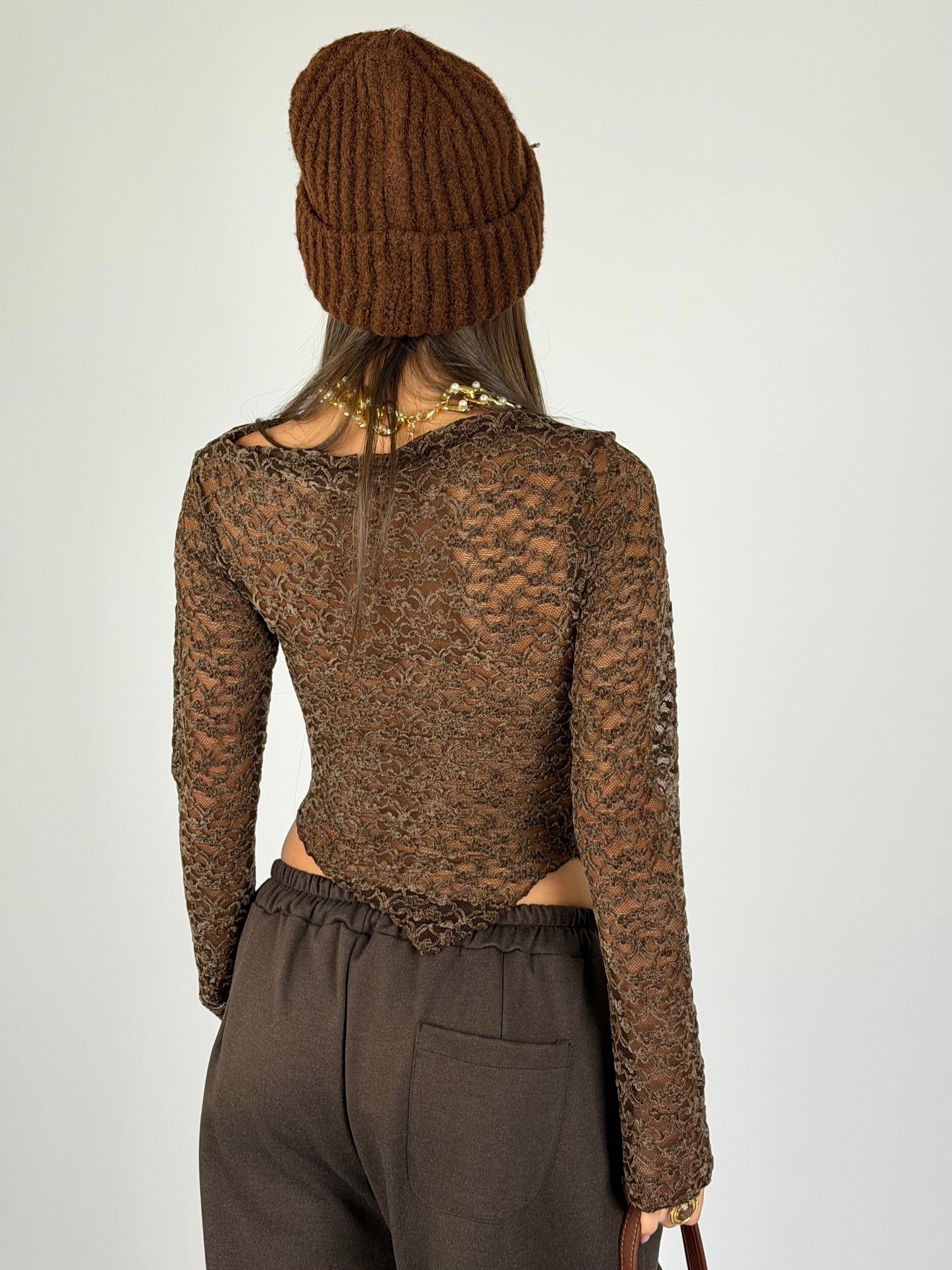 Maglia Marta pizzo marrone