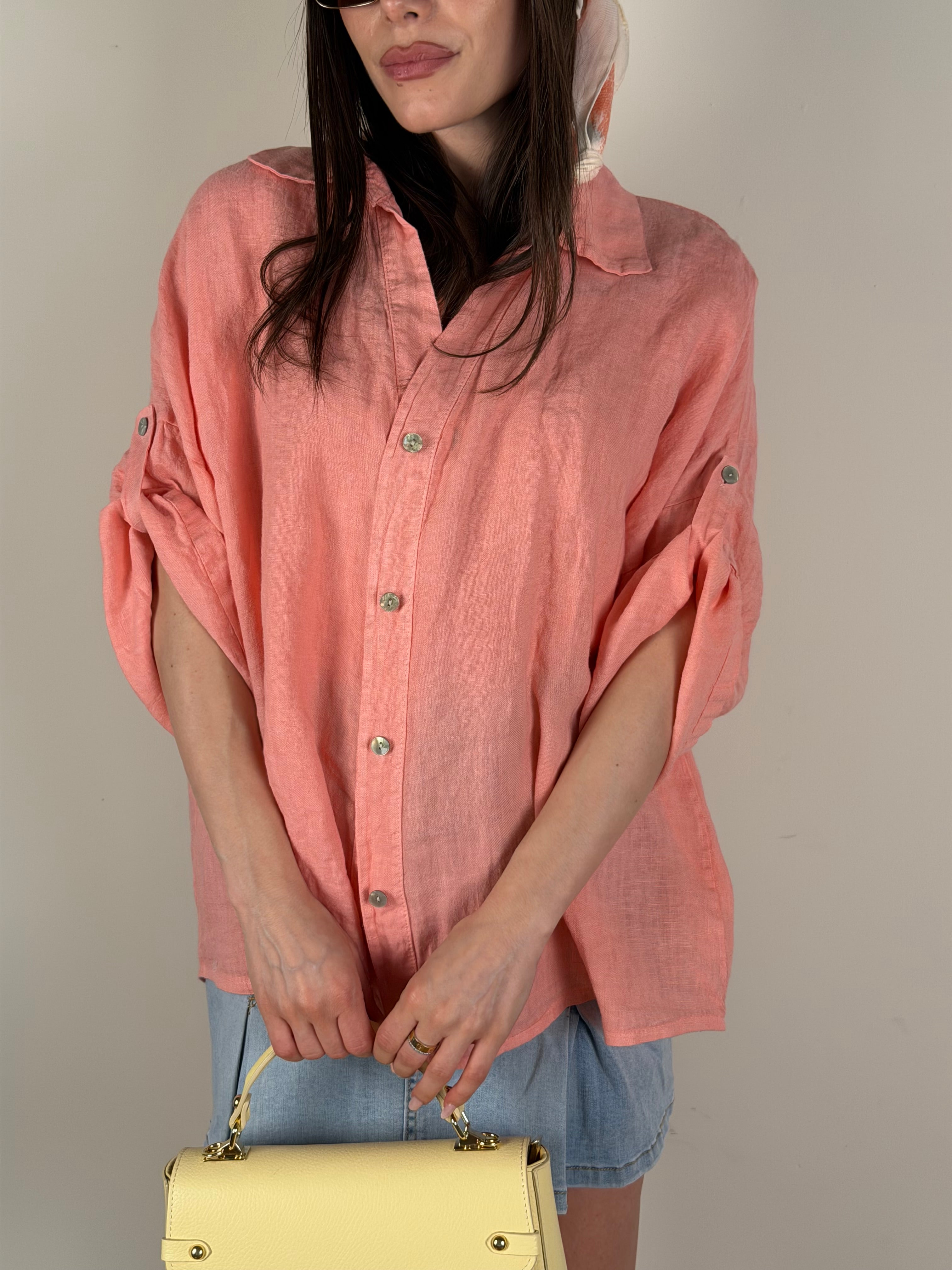 Camicia Sandy Puro Lino rosa/salmone