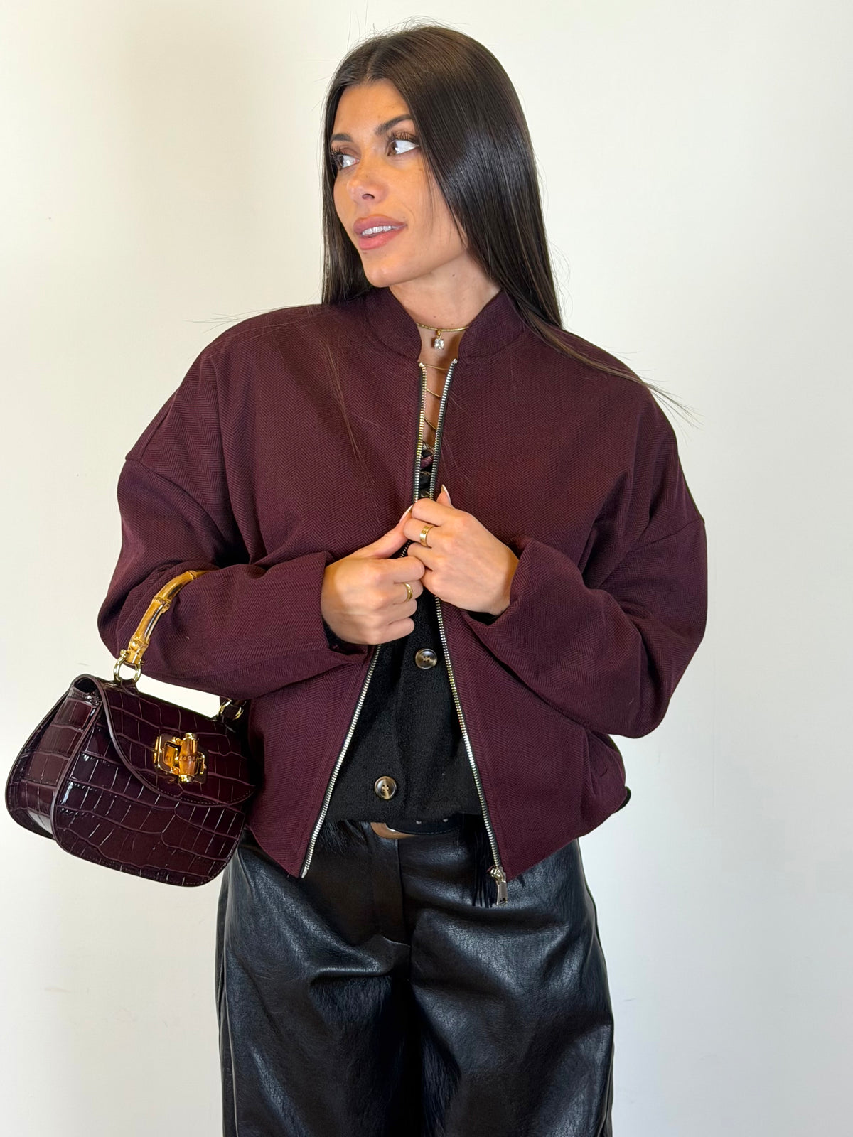 Cappotto Spigato bordeaux