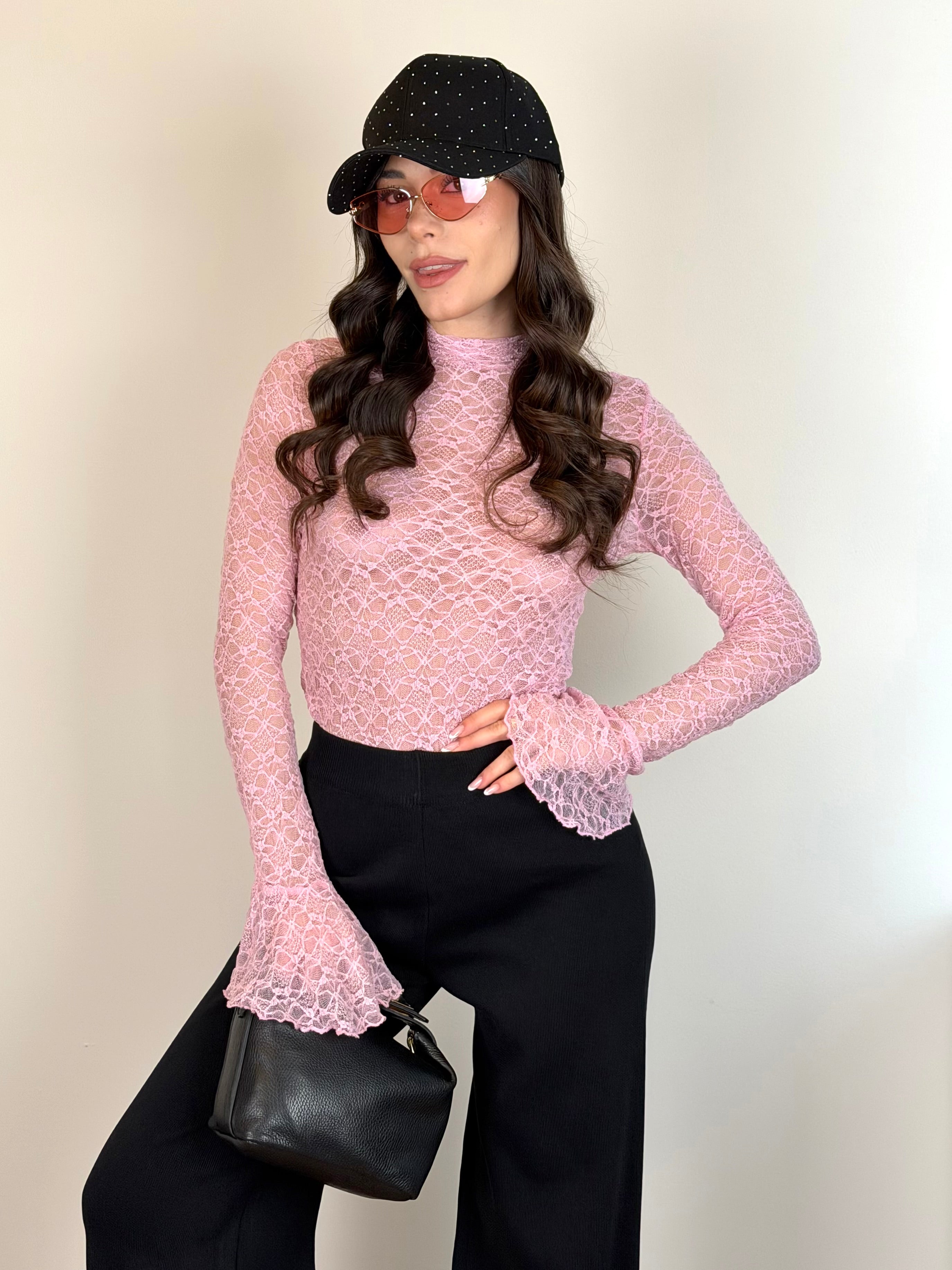 Maglia Brooke pizzo rosa