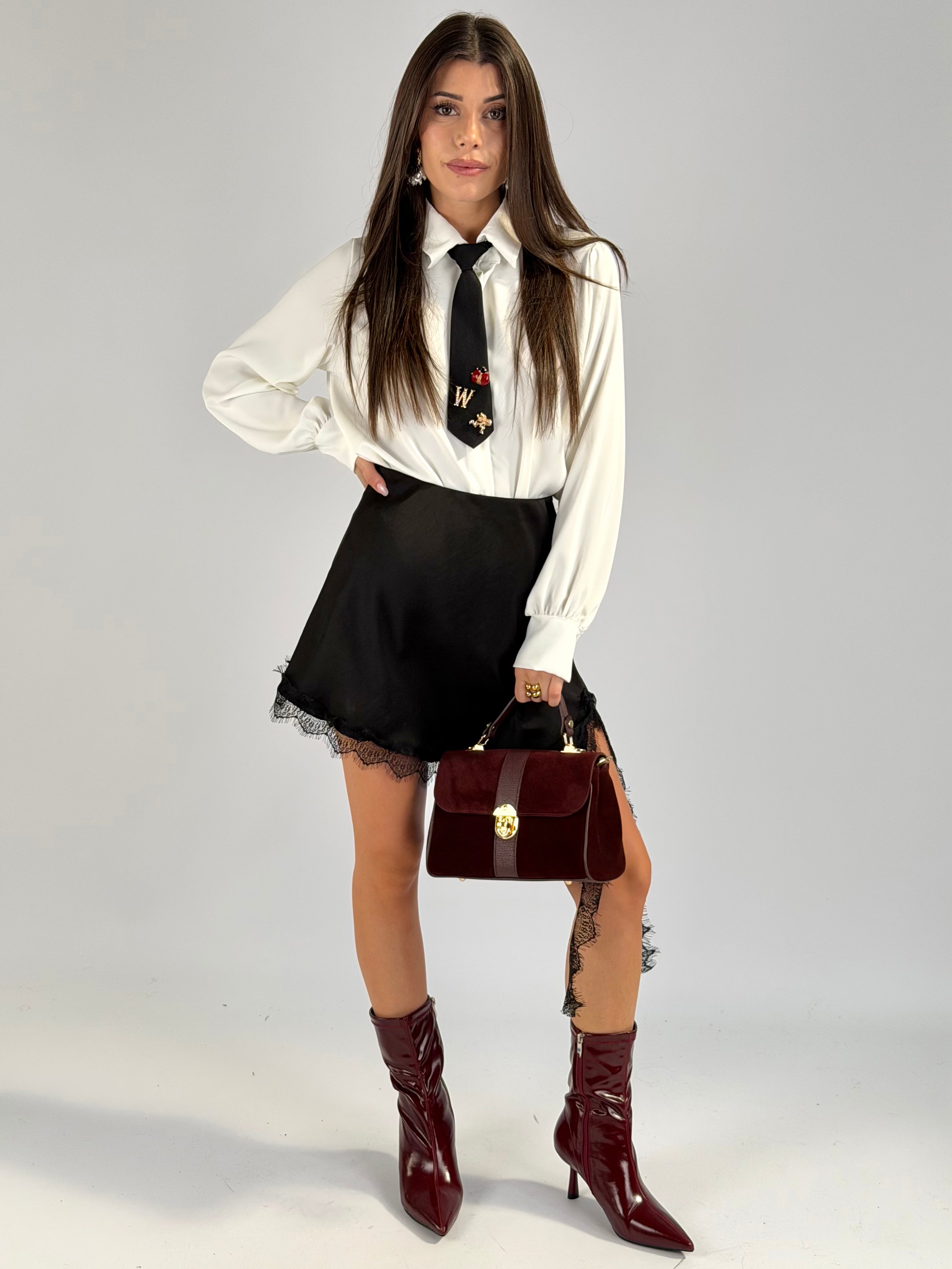 Camicia cravatta sporty bianca