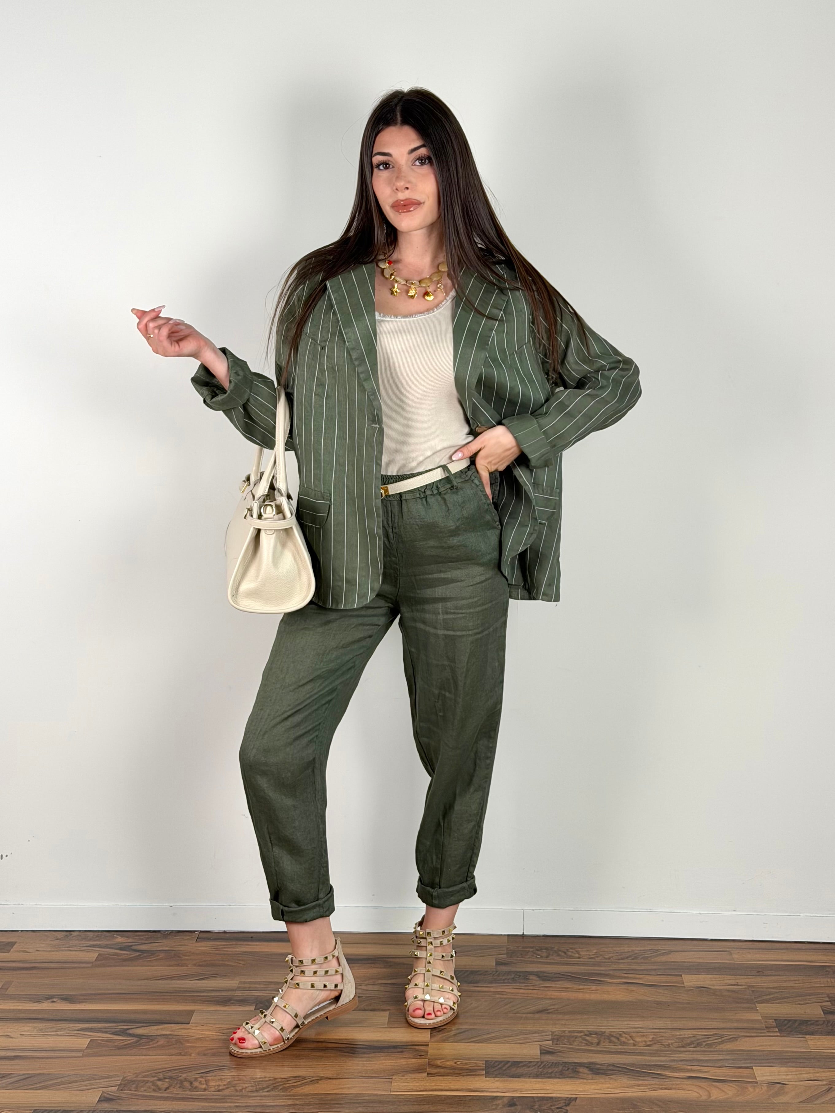 Giacca puro lino Benny verde