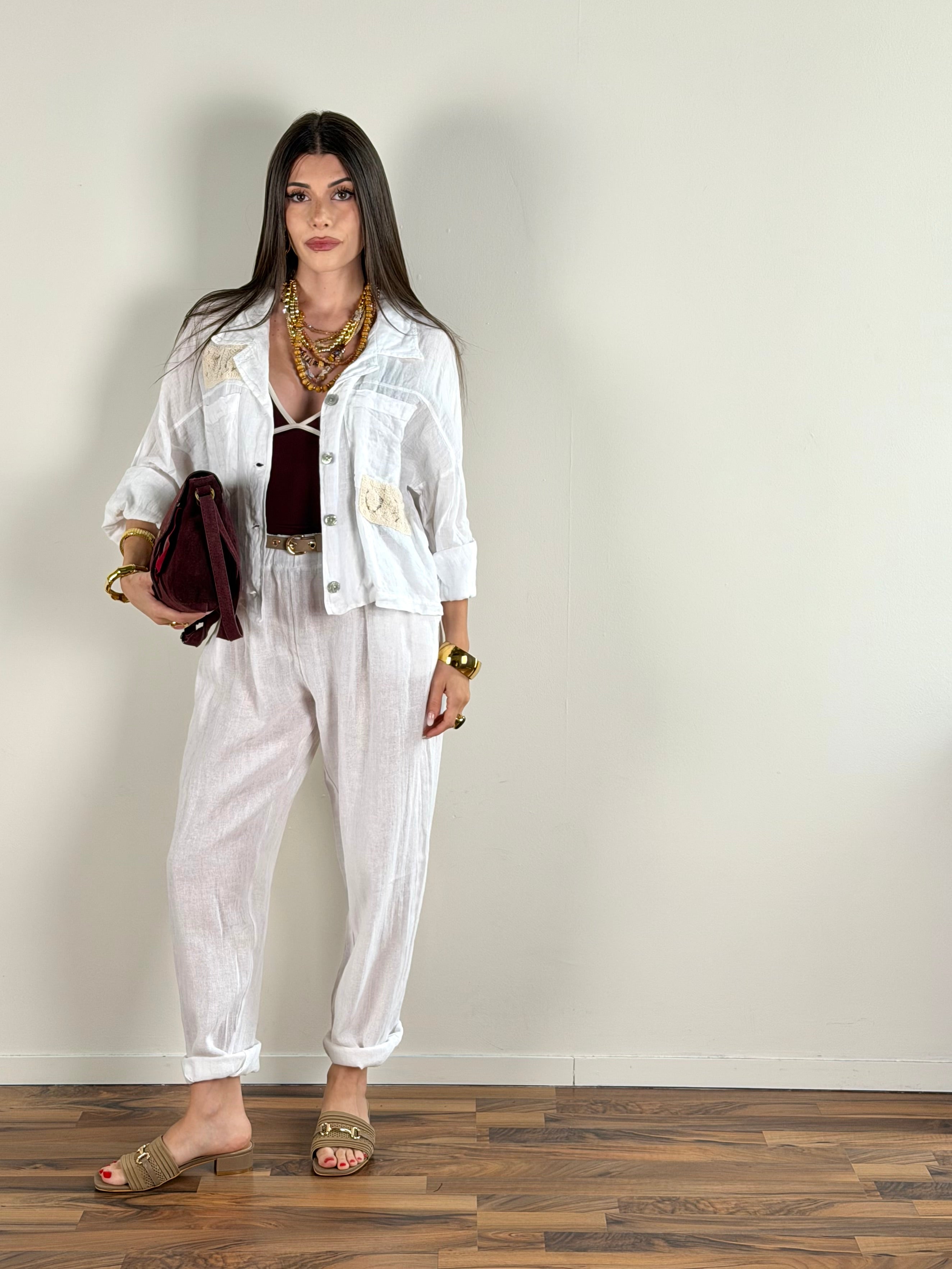 Camicia puro lino Kora bianca