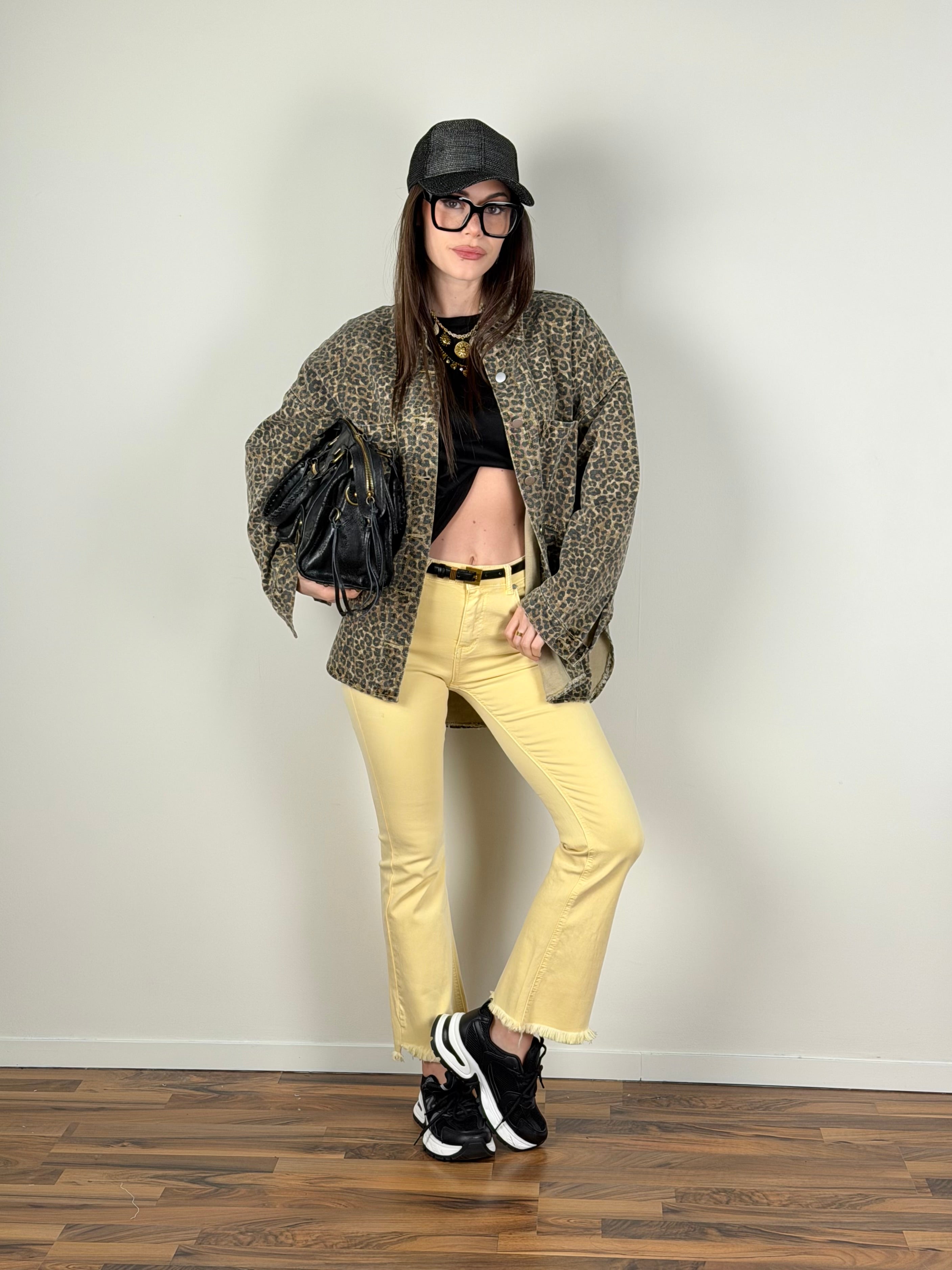 Giubbino jeans maculato