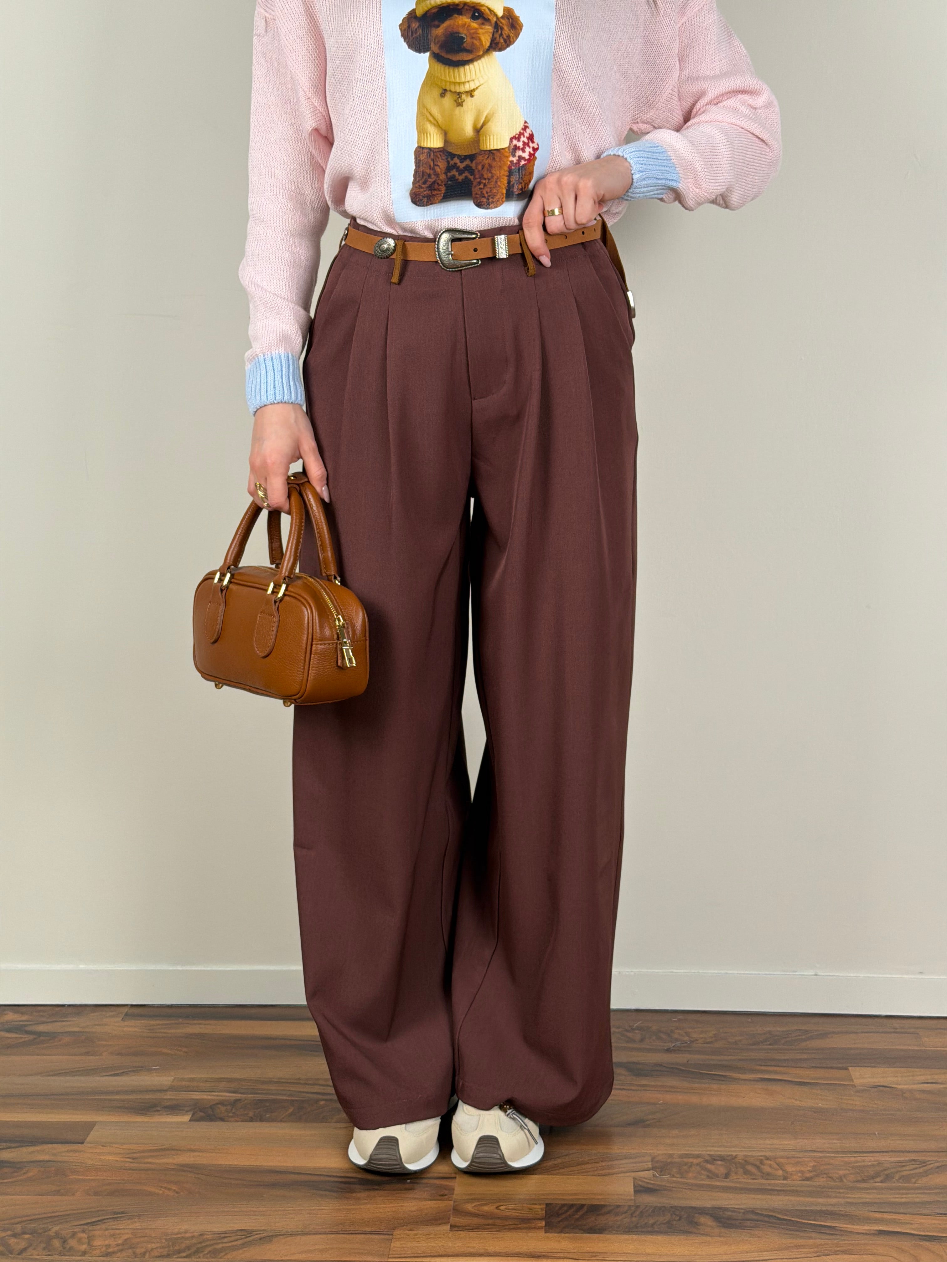 Pantalone con pence bordeaux