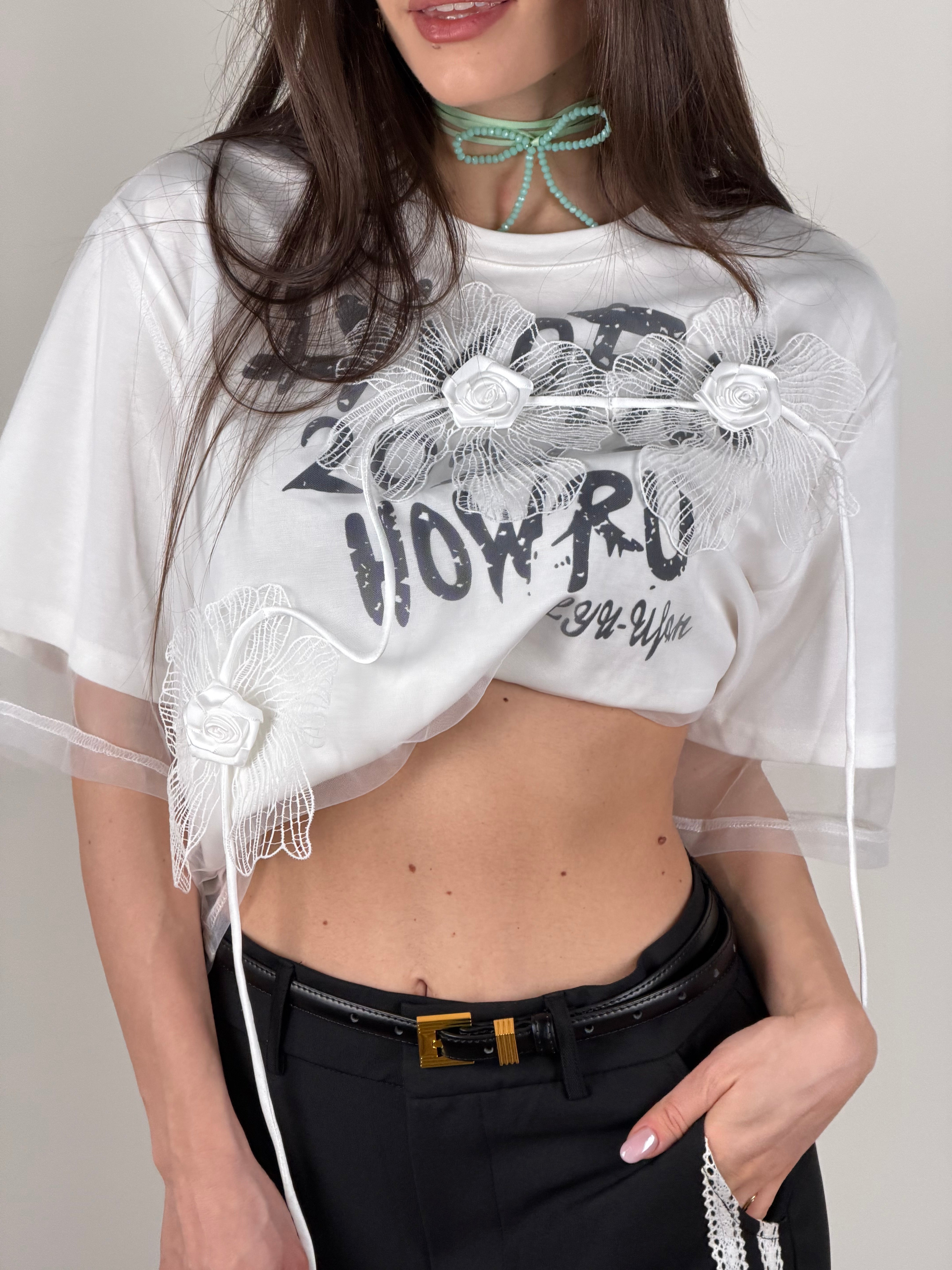 T-shirt Flower effect bianca