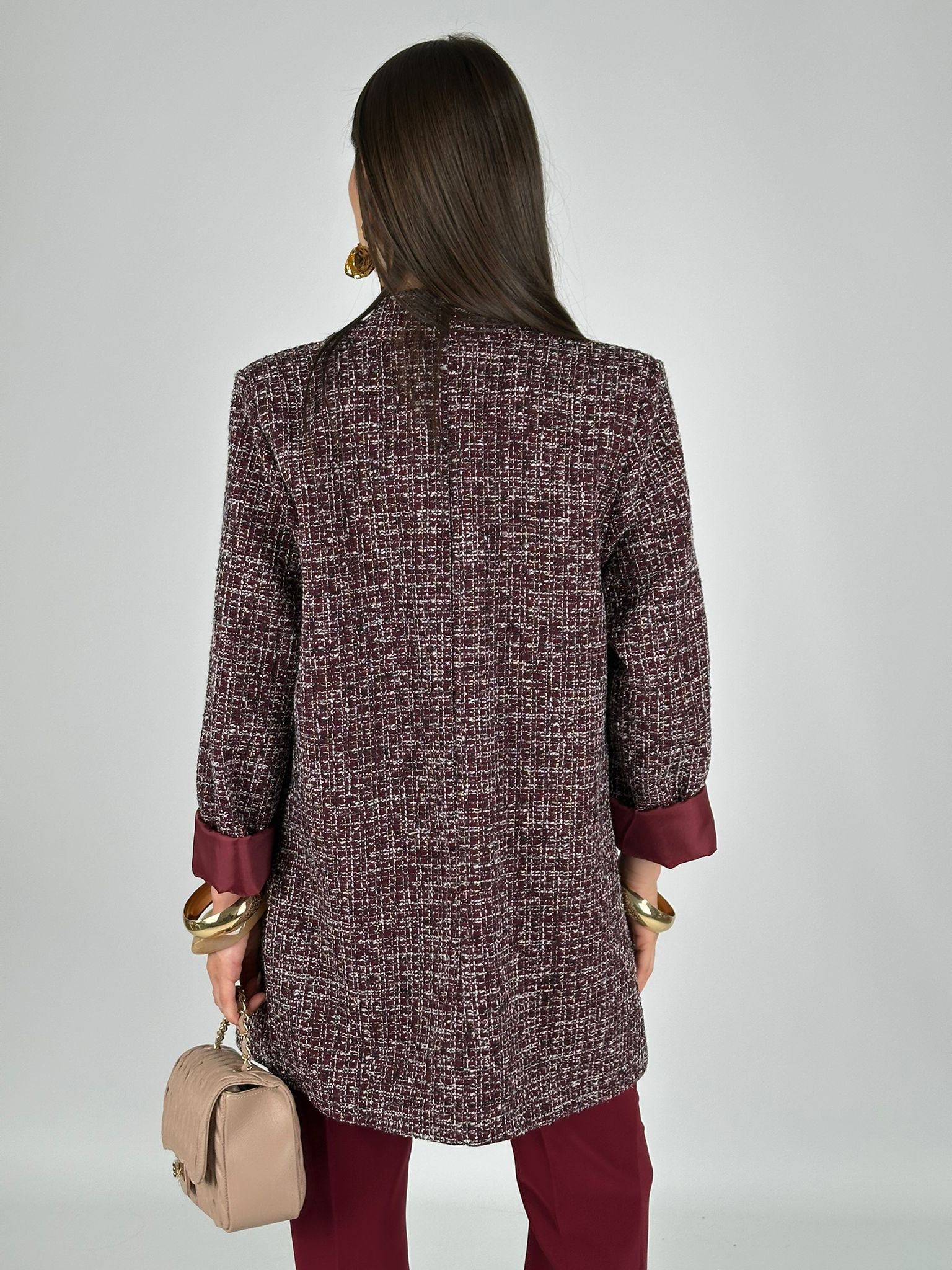 Giacca boucle elegant bordeaux
