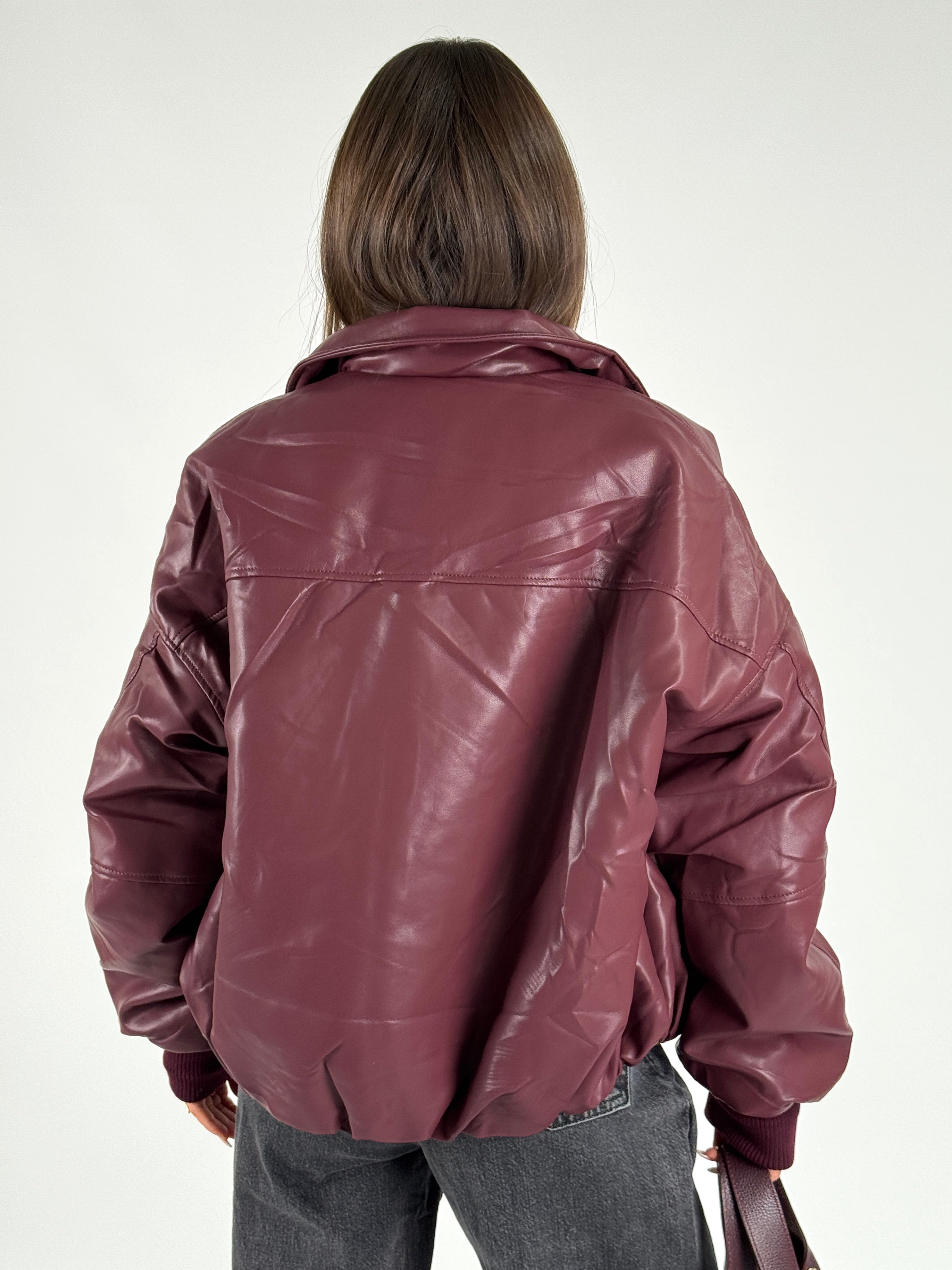 Bomber in ecopelle bordeaux