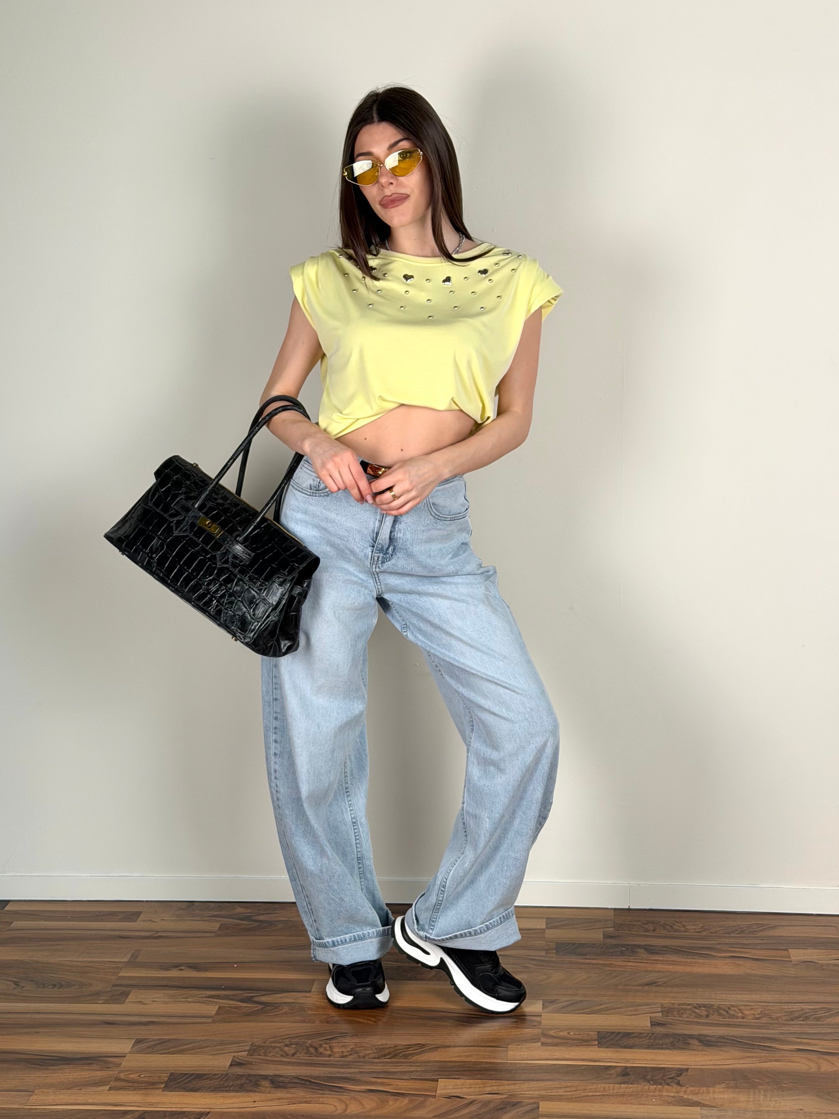 T-shirt cuori giallo
