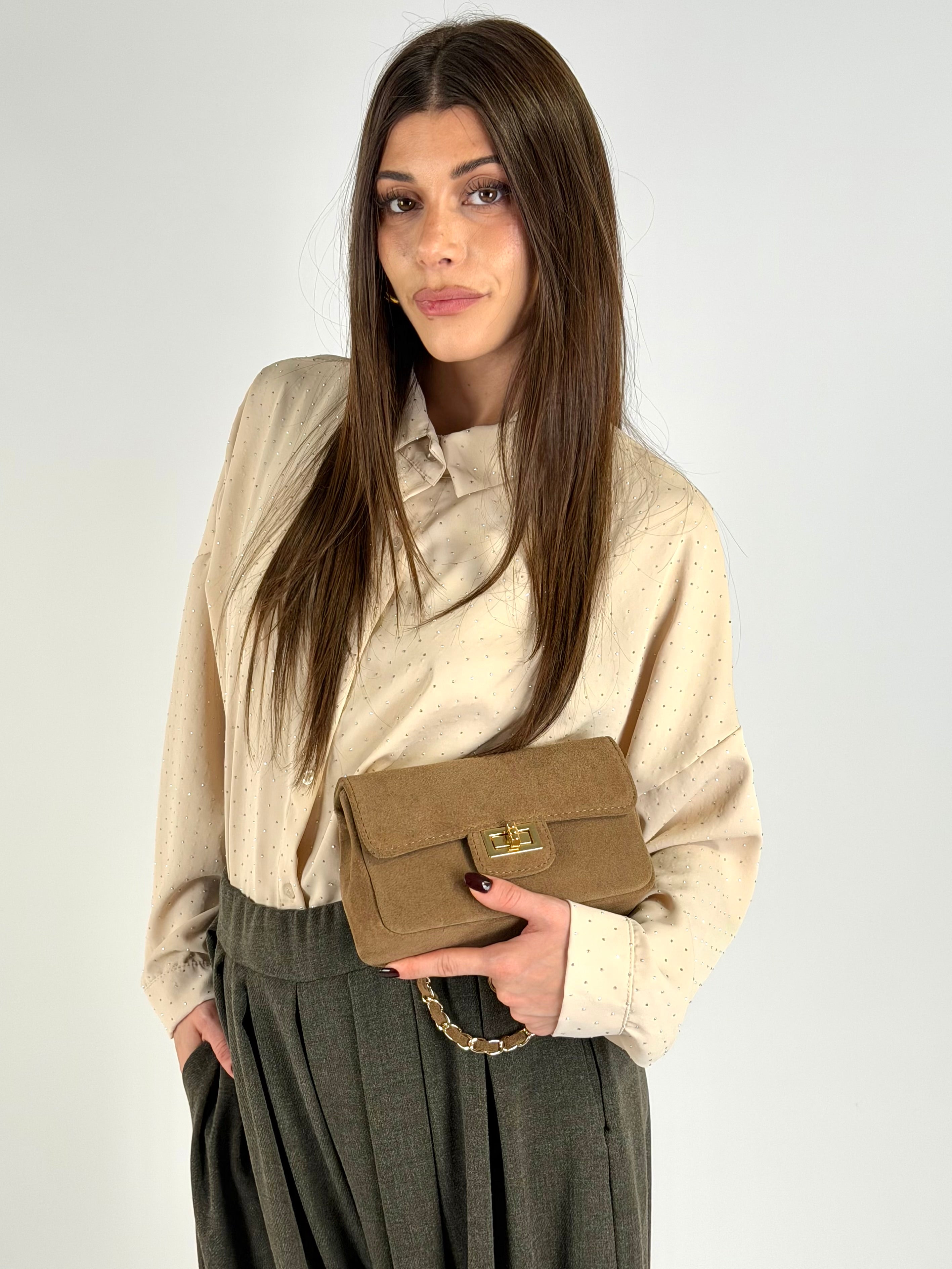 Camicia mille zirconi beige